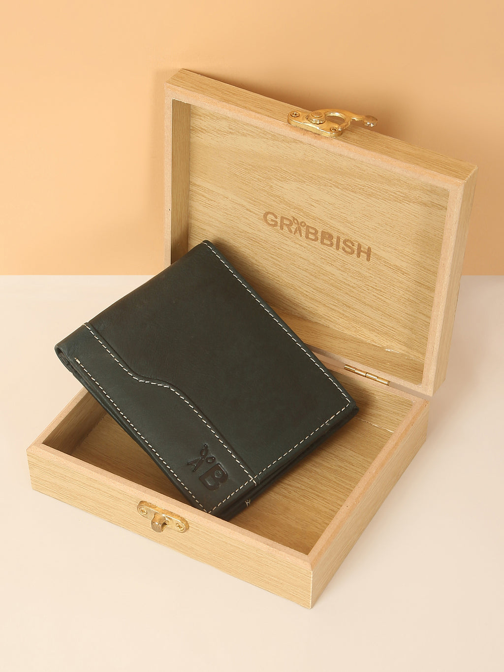 Green Designer Bifold Leather Wallet for Men