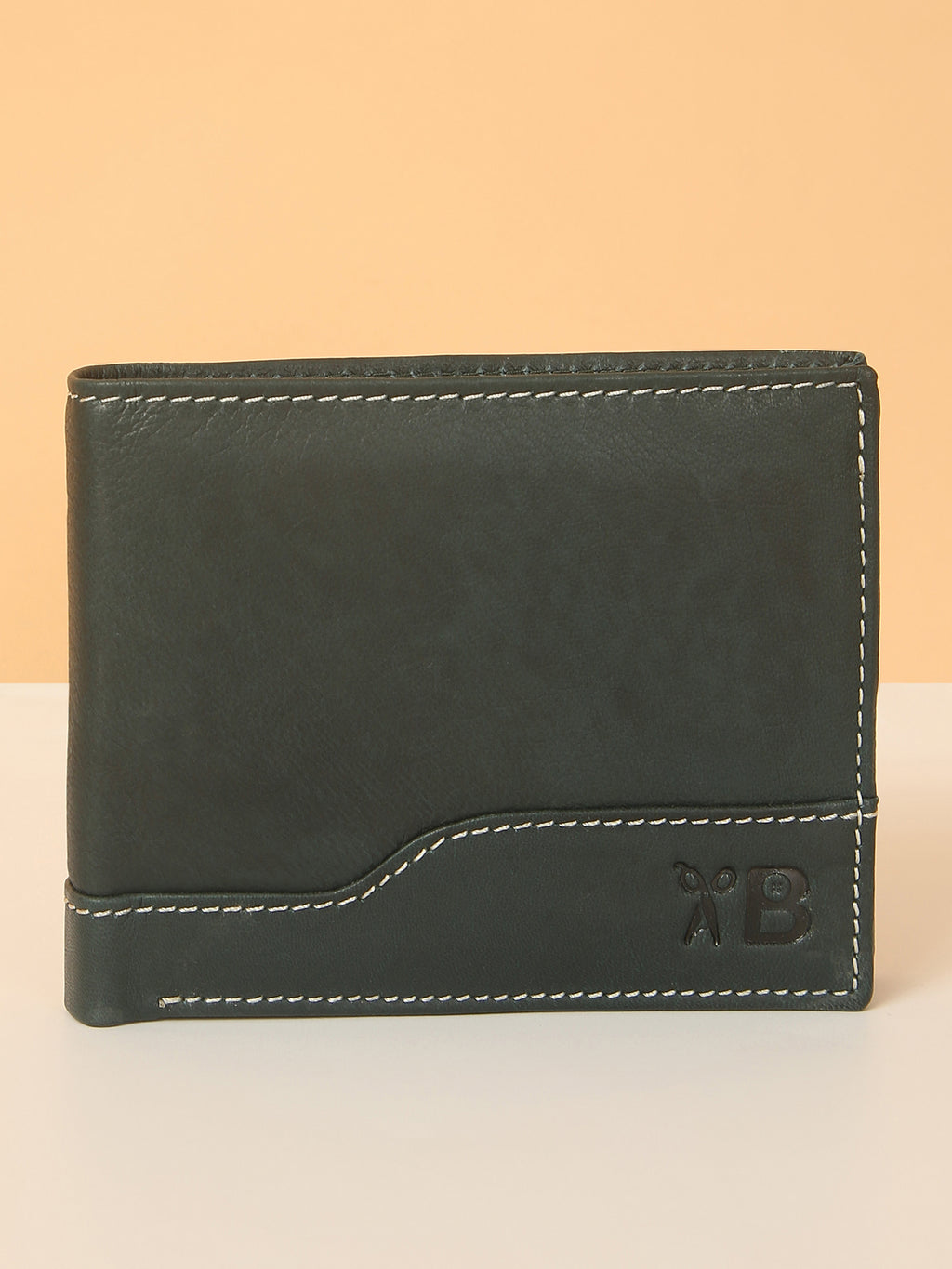 Green Designer Bifold Leather Wallet for Men