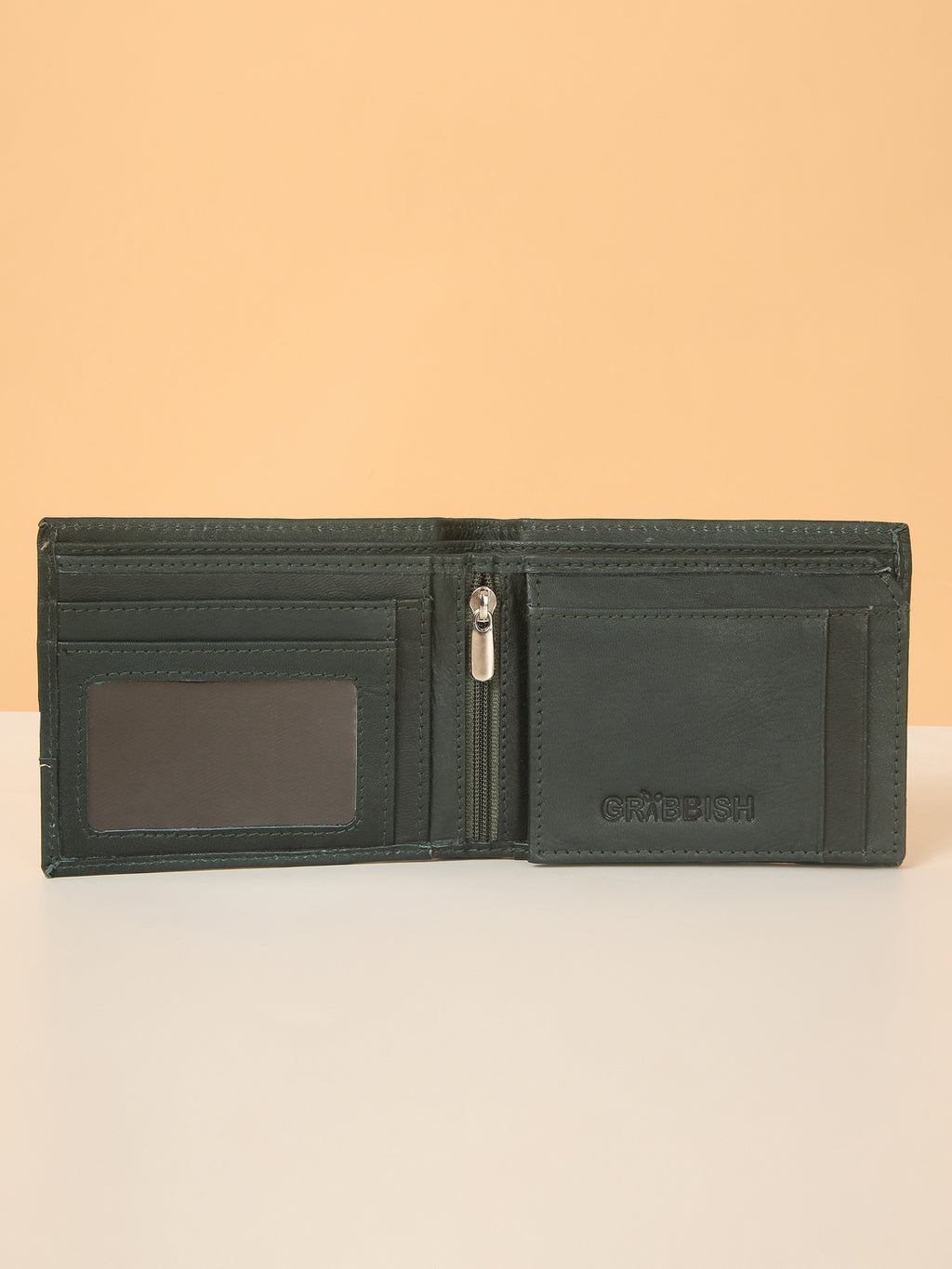Green Designer Bifold Leather Wallet for Men