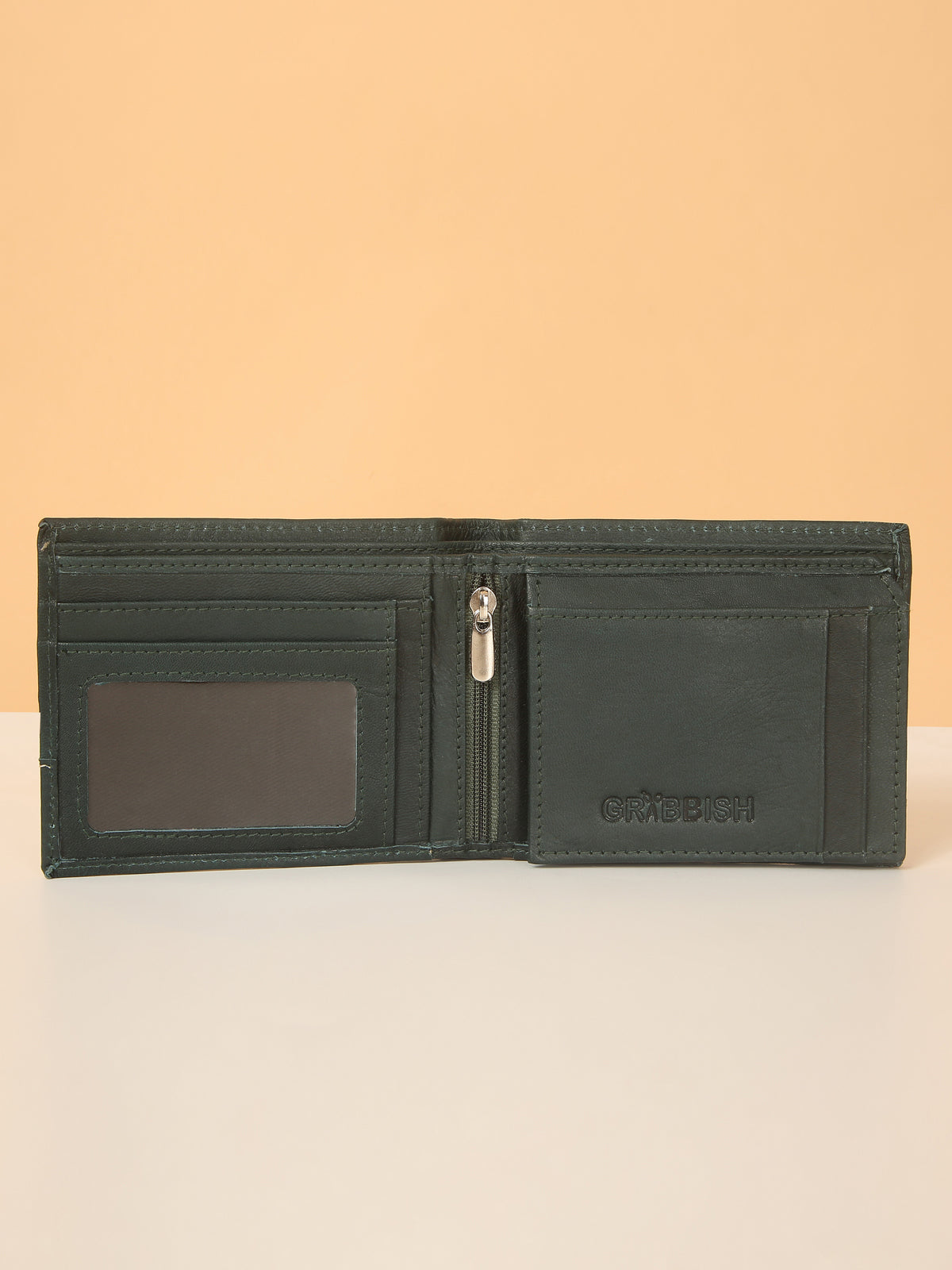 Green Designer Bifold Leather Wallet for Men