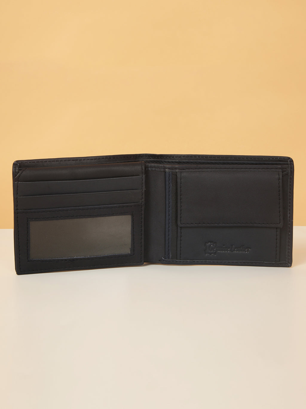 Blue Bifold Leather Wallet for Men – ID Card Slot & Slim Design