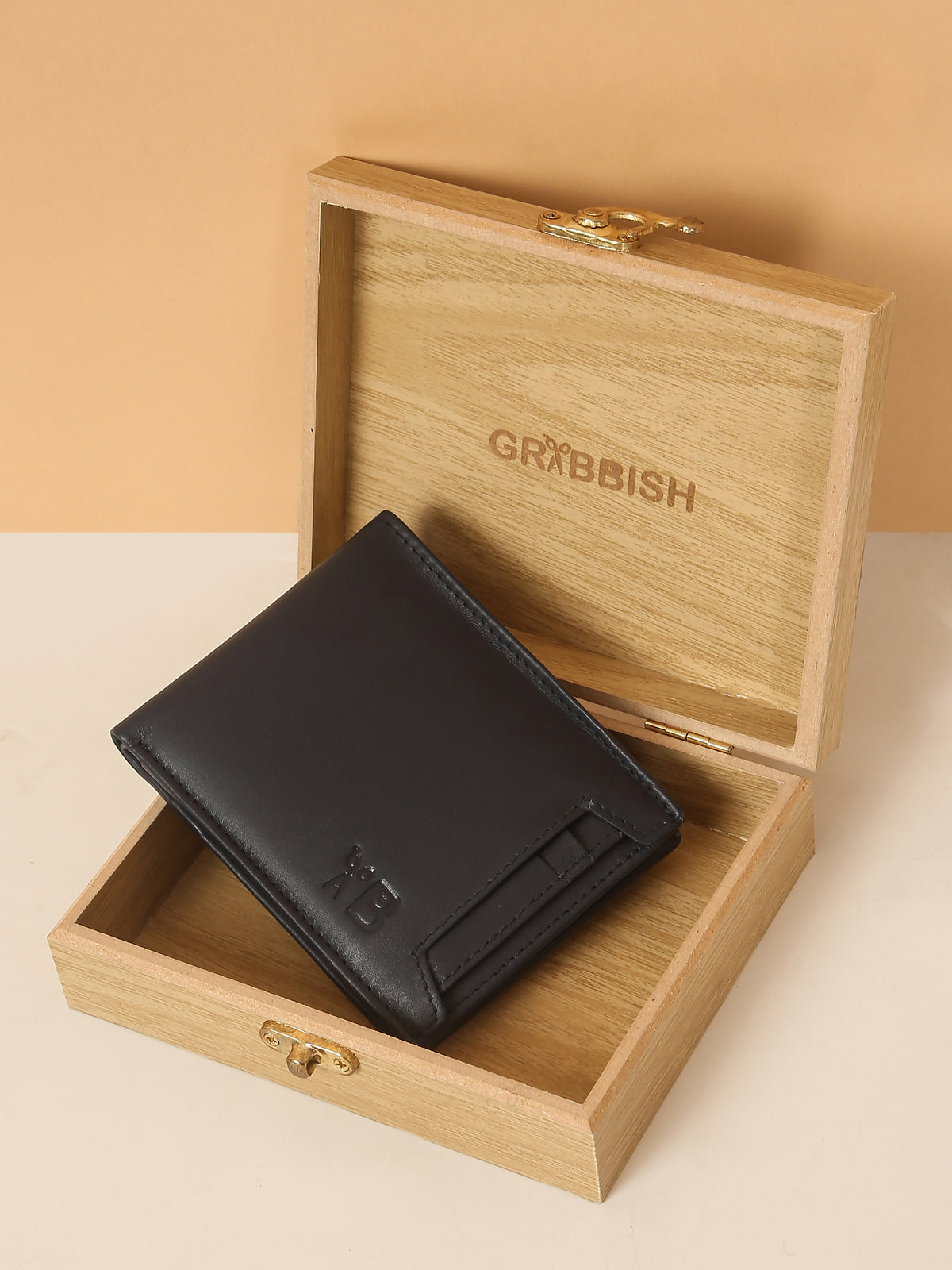 Blue Bifold Leather Wallet for Men – Detachable Card Holder