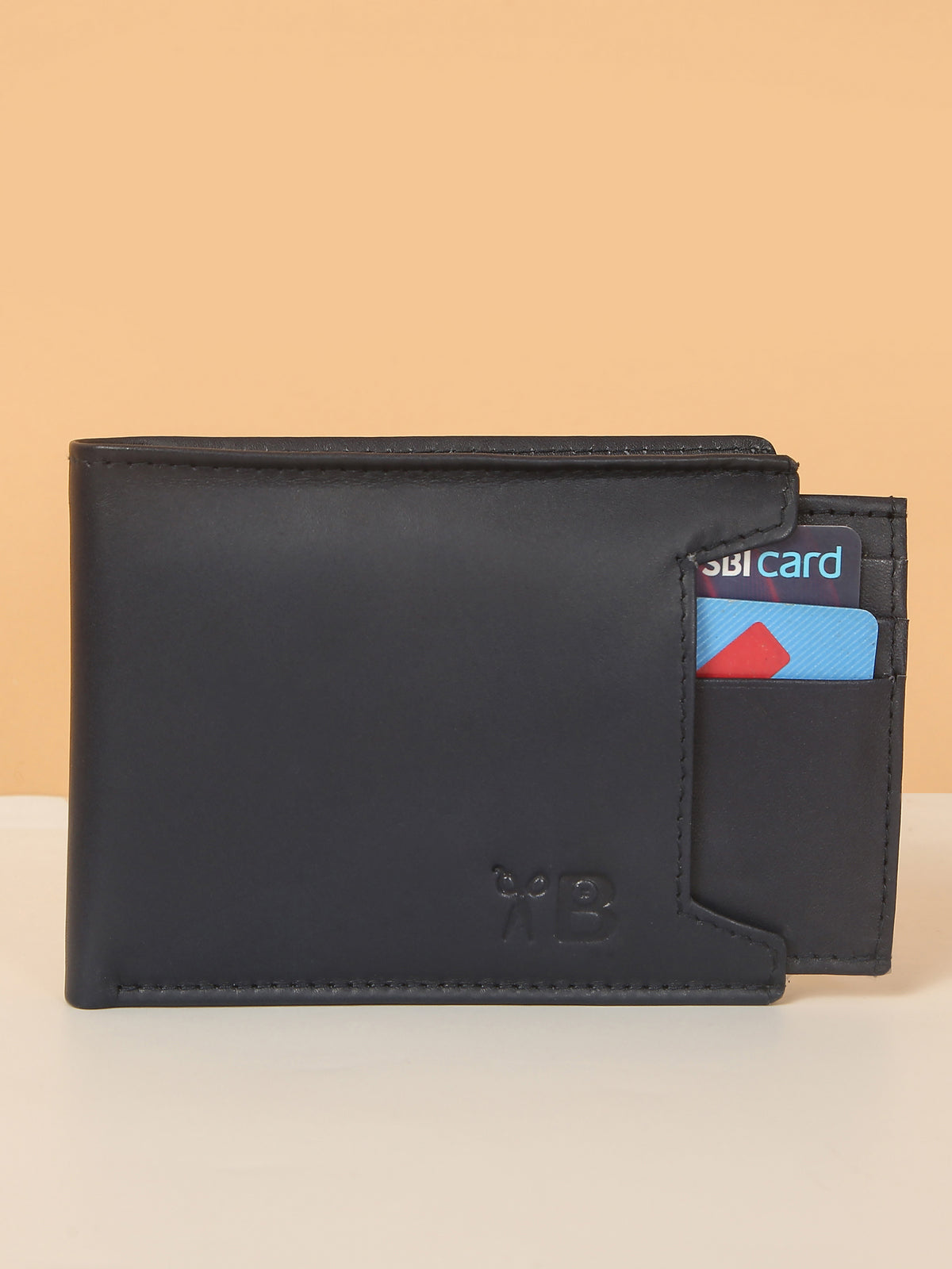 Blue Bifold Leather Wallet for Men – Detachable Card Holder