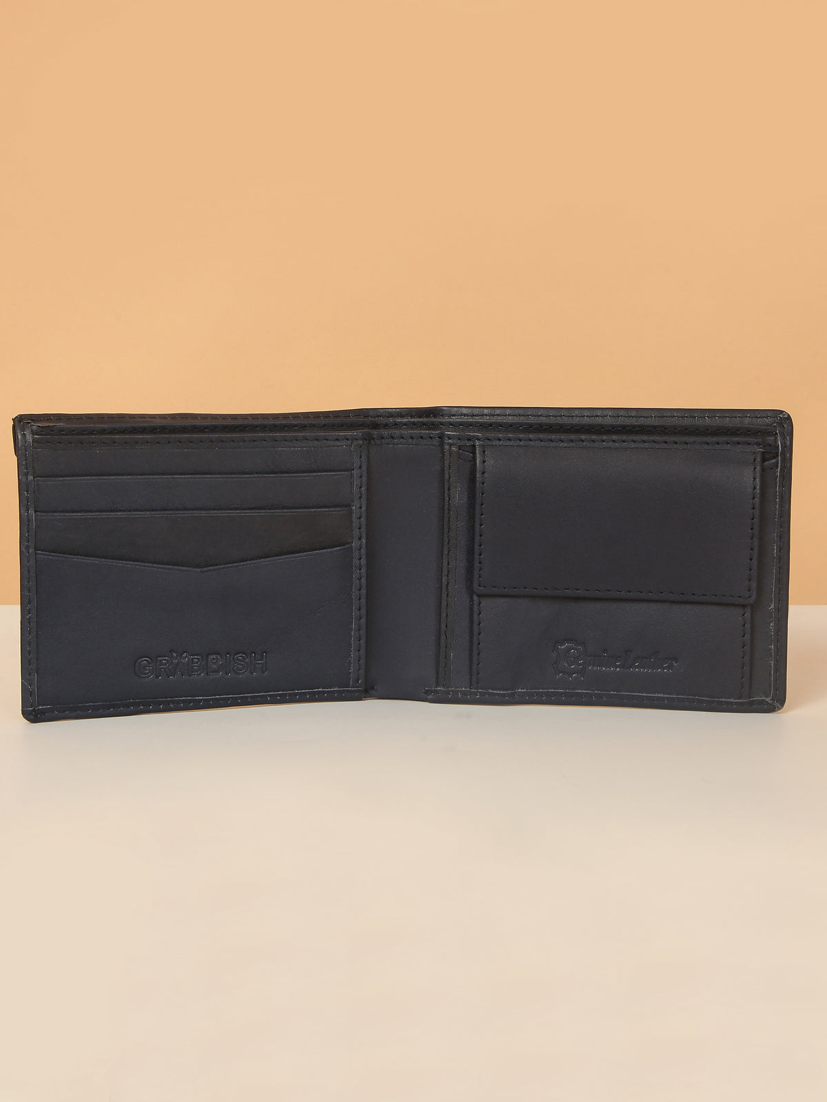 Blue Bifold Leather Wallet for Men – Detachable Card Holder