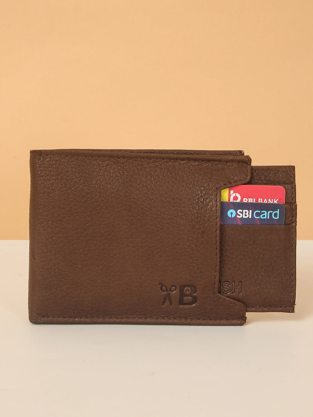 Brown Bifold Leather Wallet for Men – Detachable Card Holder