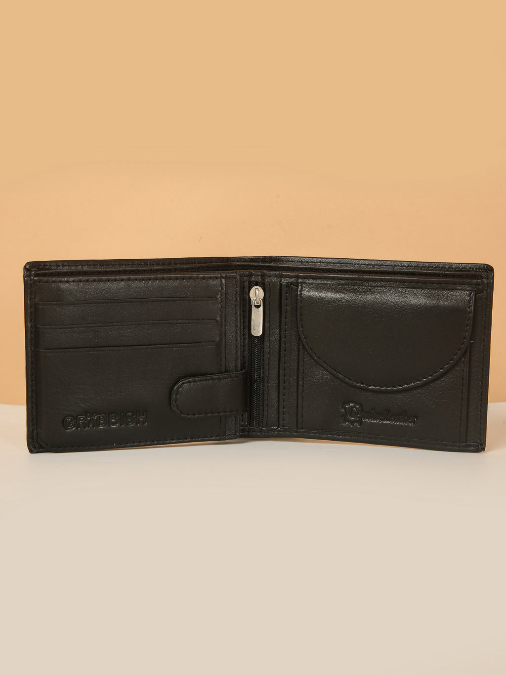 Black Bifold Leather Wallet for Men