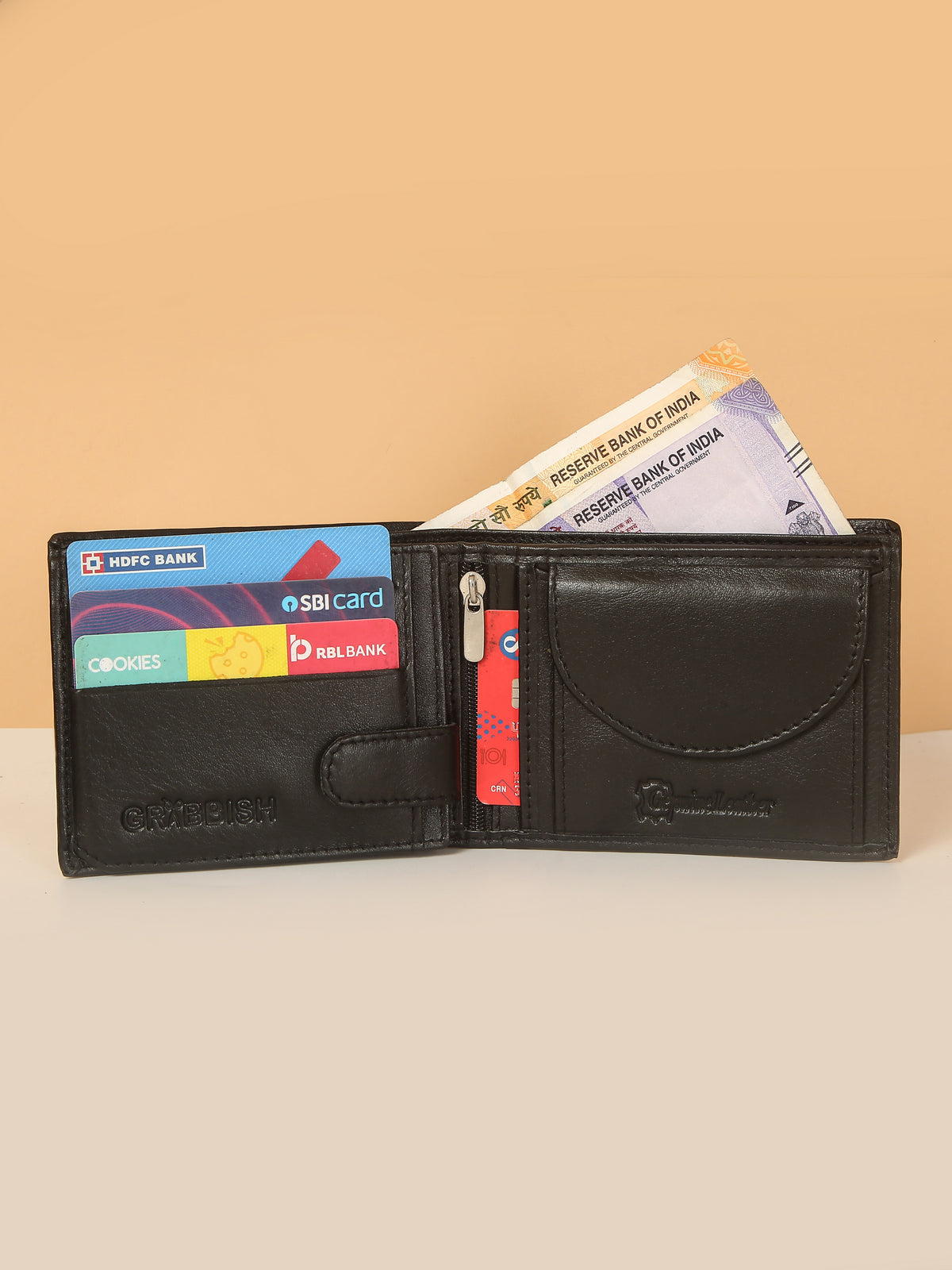 Black Bifold Leather Wallet for Men