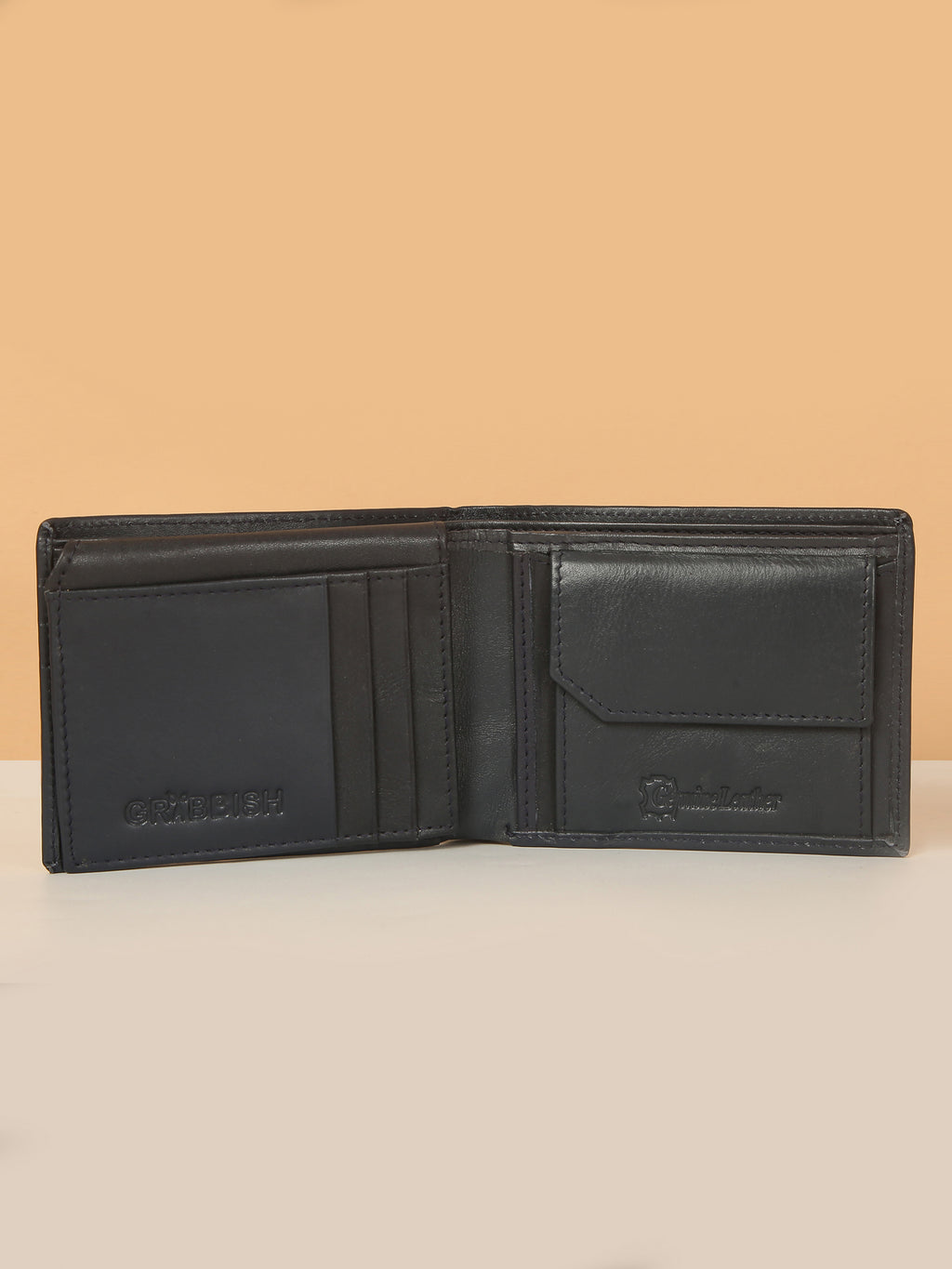 Blue Bifold Leather Wallet for Men – Multiple Card Slots