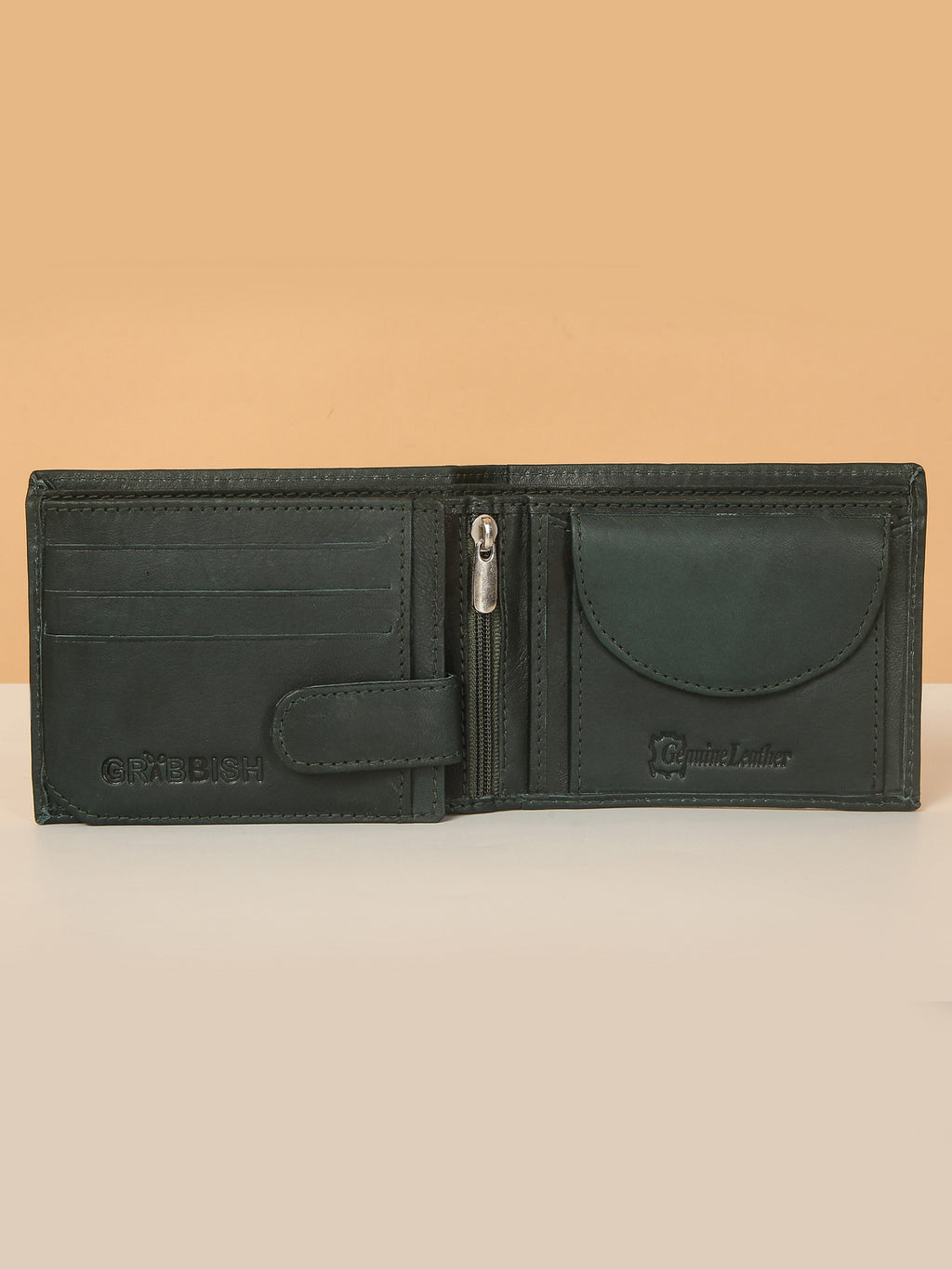 Green Bifold Leather Wallet for Men