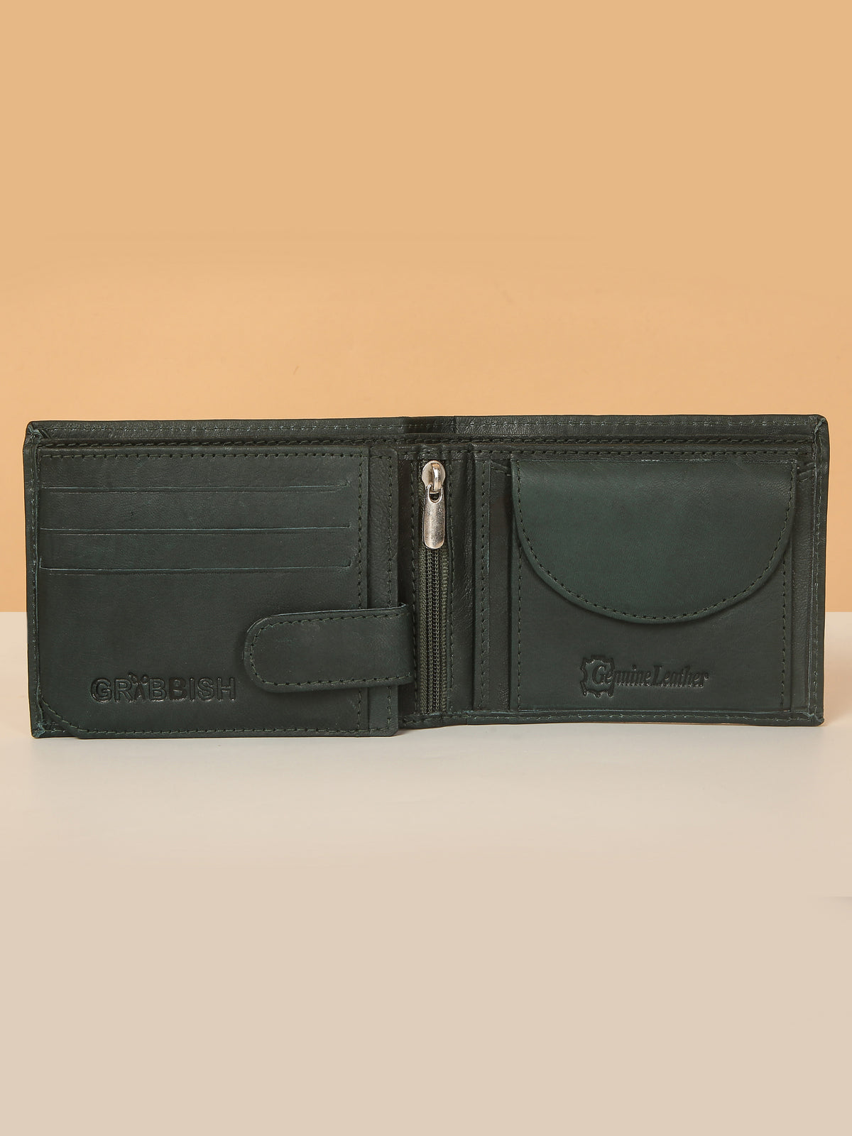 Green Bifold Leather Wallet for Men