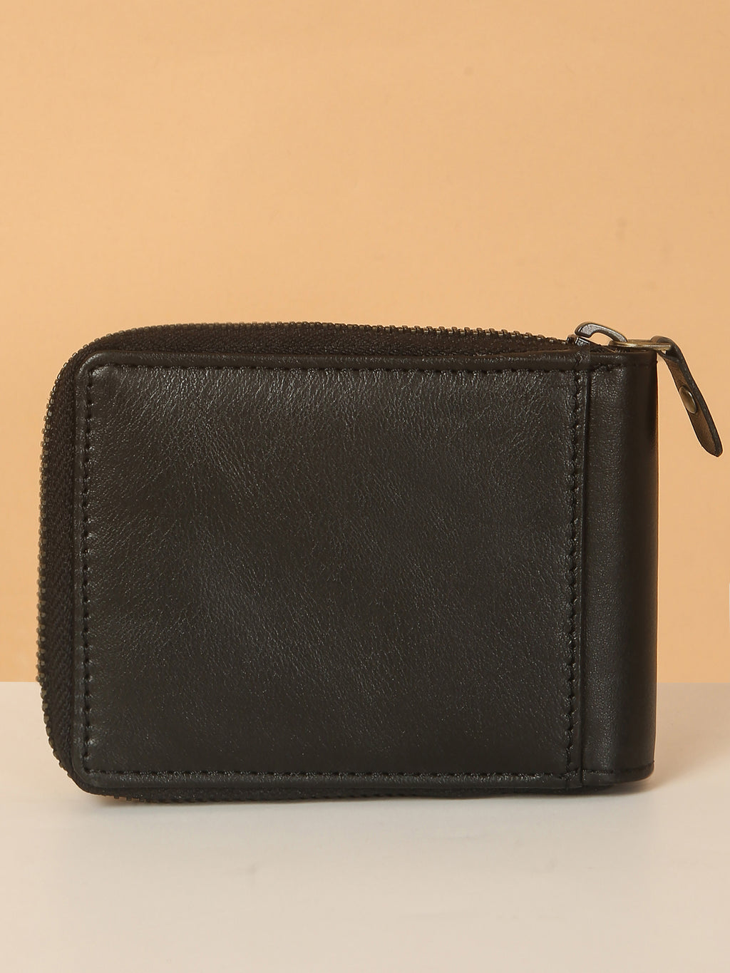 Black Leather Snap Wallet for Men