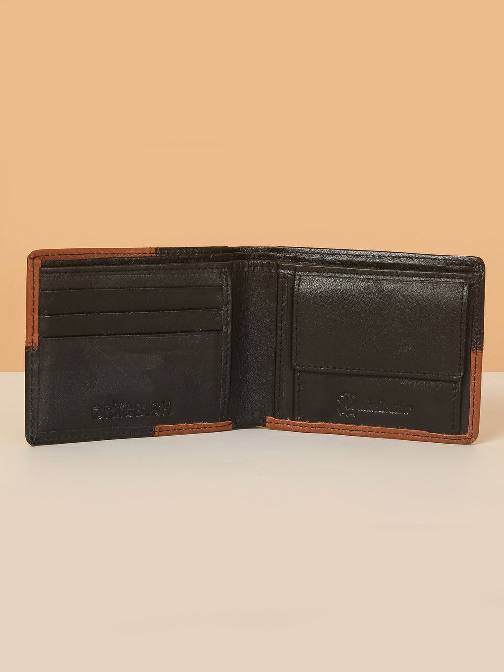 Men’s Bifold Leather Wallet – Classic Check Design, Slim & Stylish