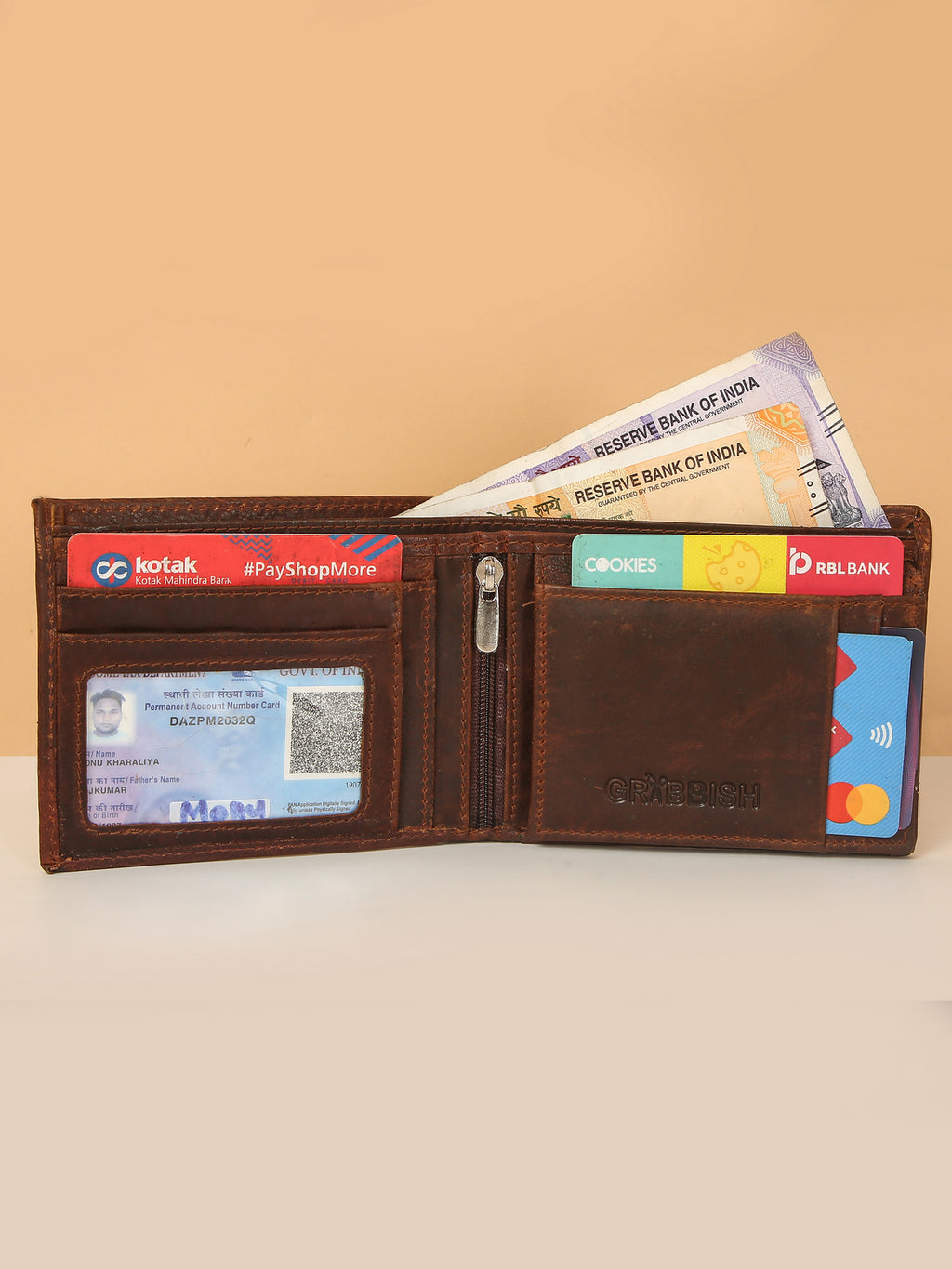 Brown Designer Bifold Leather Wallet for Men