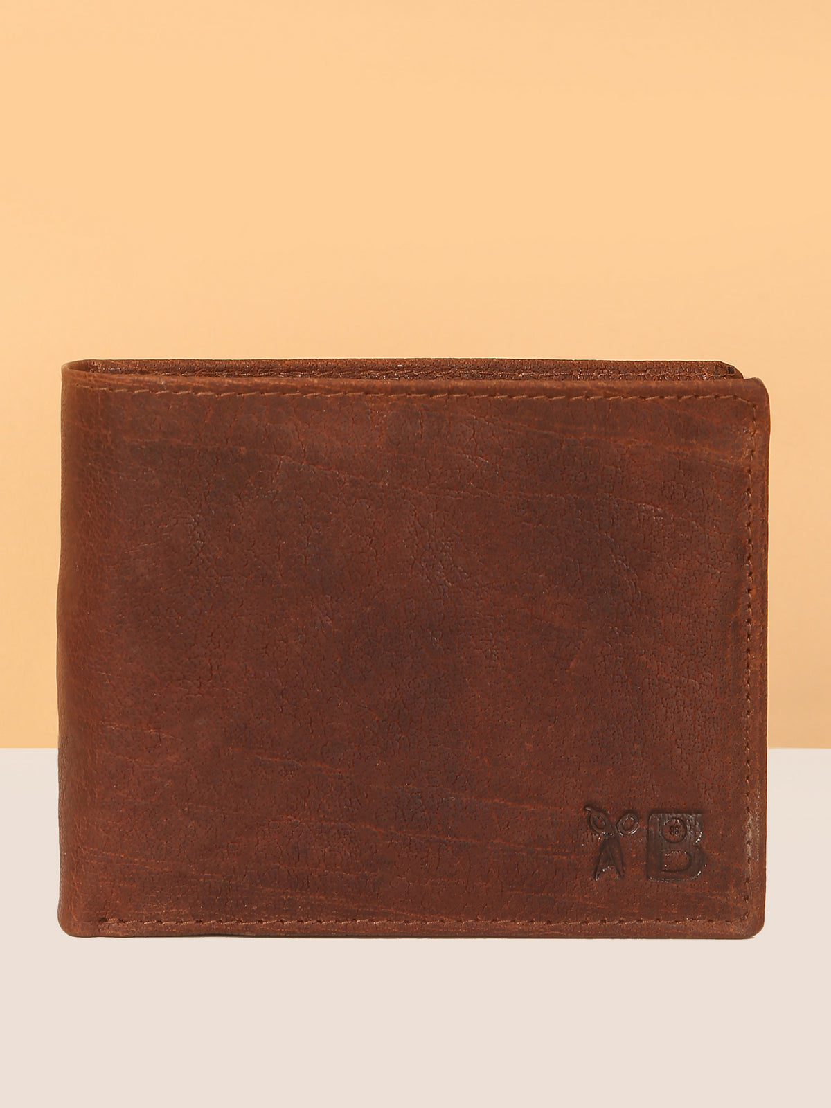Wood-Finish Bifold Leather Wallet for Men