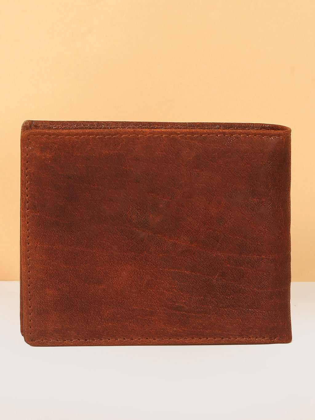 Wood-Finish Bifold Leather Wallet for Men