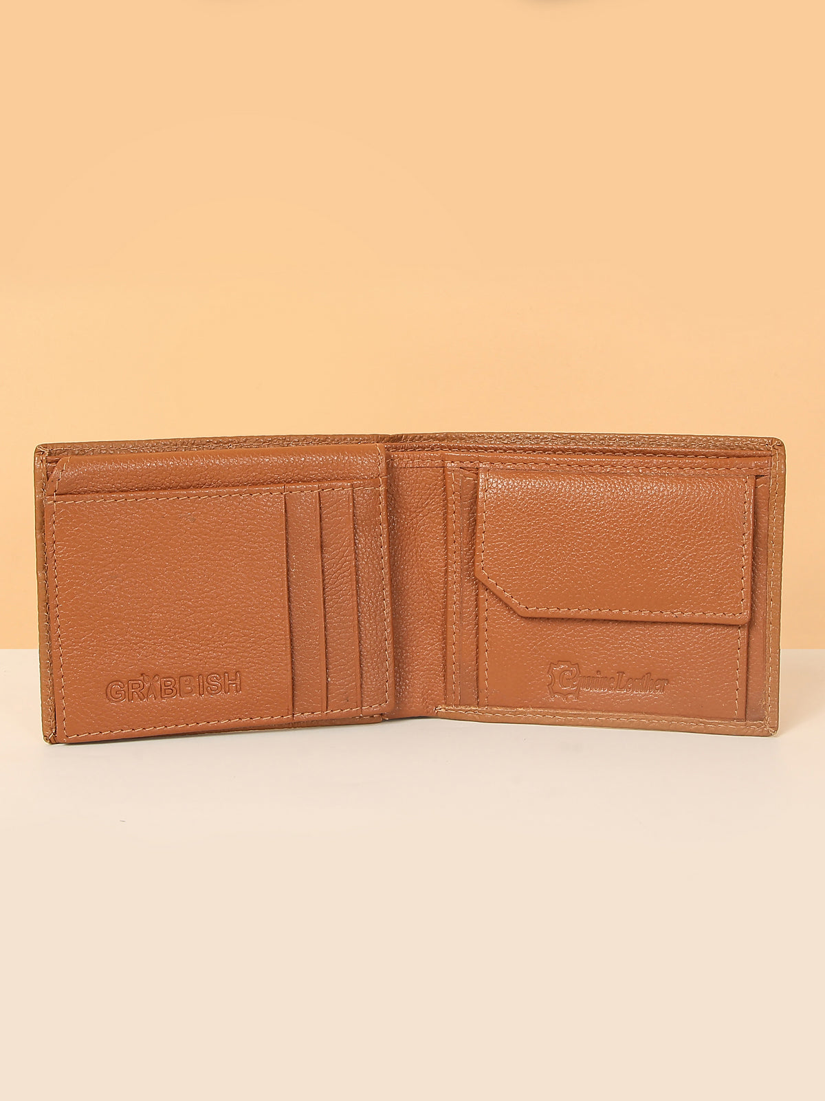 Tan Bifold Leather Wallet for Men – Multiple Card Slots & Sleek Profile