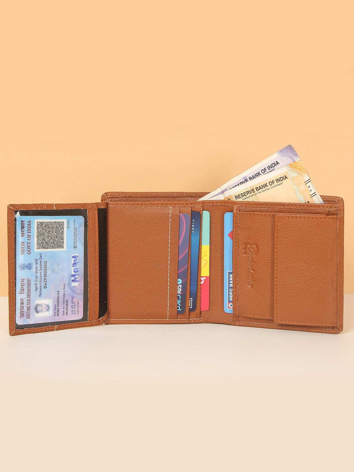 Tan Leather Notebook Wallet for Men – Classic Style & Practical Design