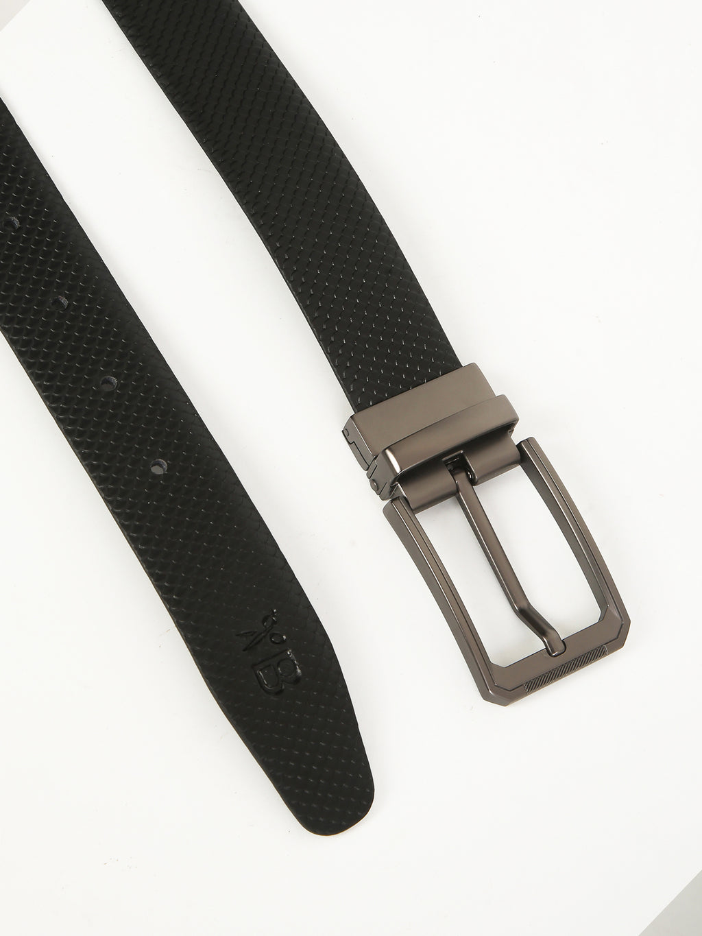 Fish Scale Reversible Leather Belt – Genuine Leather Craft with Imported Buckle