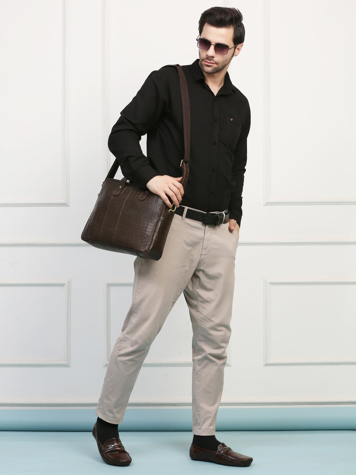 Compact Brown Leather Laptop Bag – Sleek, Stylish & Professional