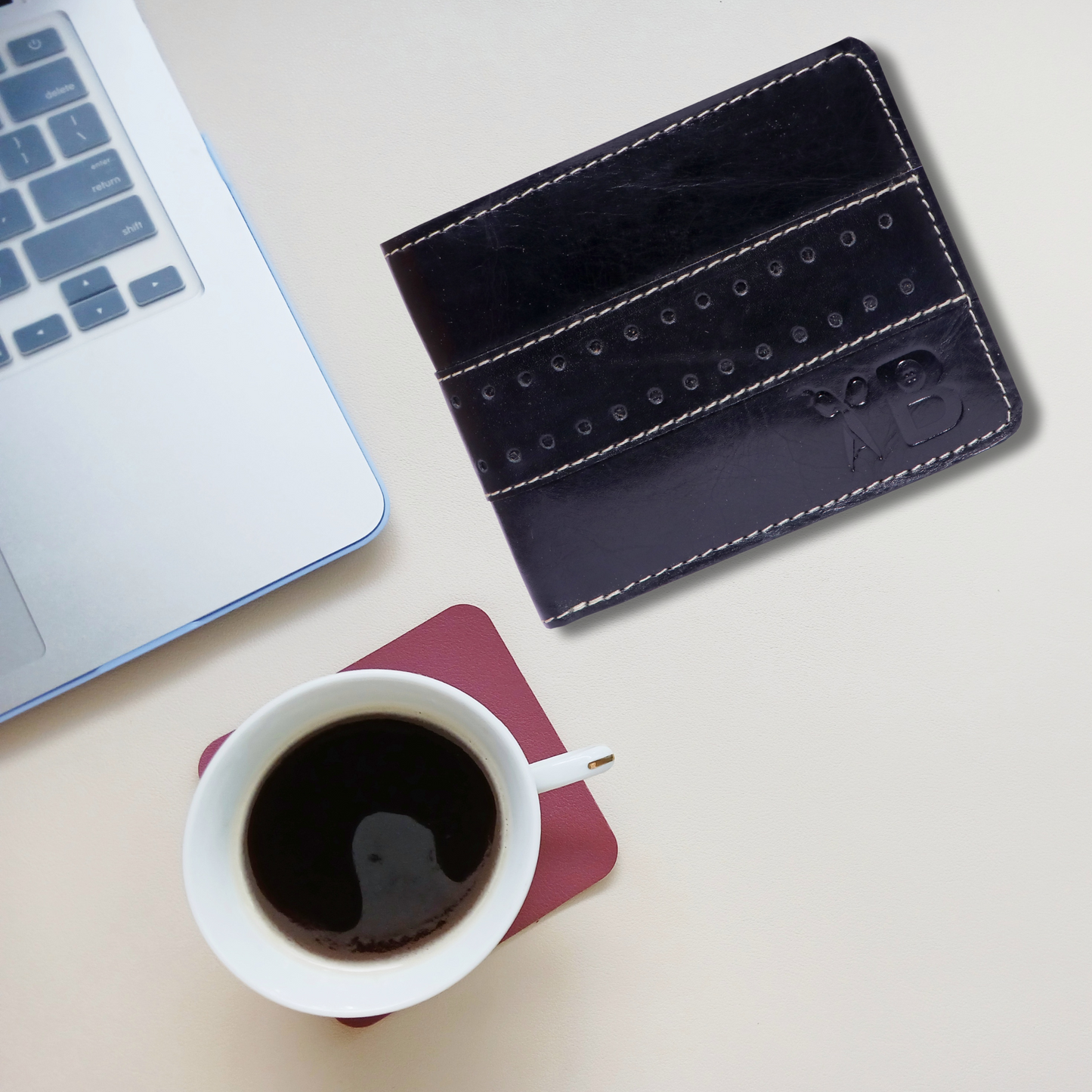 Grabbish Designer Black Leather Wallet | Simple & Sleek | 4 Card Slots | 2 Secret Compartments | With Coin Pocket