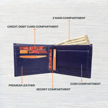 "Versatile Elegance: Men's Leather Wallet with Detachable Card Holder - A Stylish and Functional Essential" [Blue Colour]