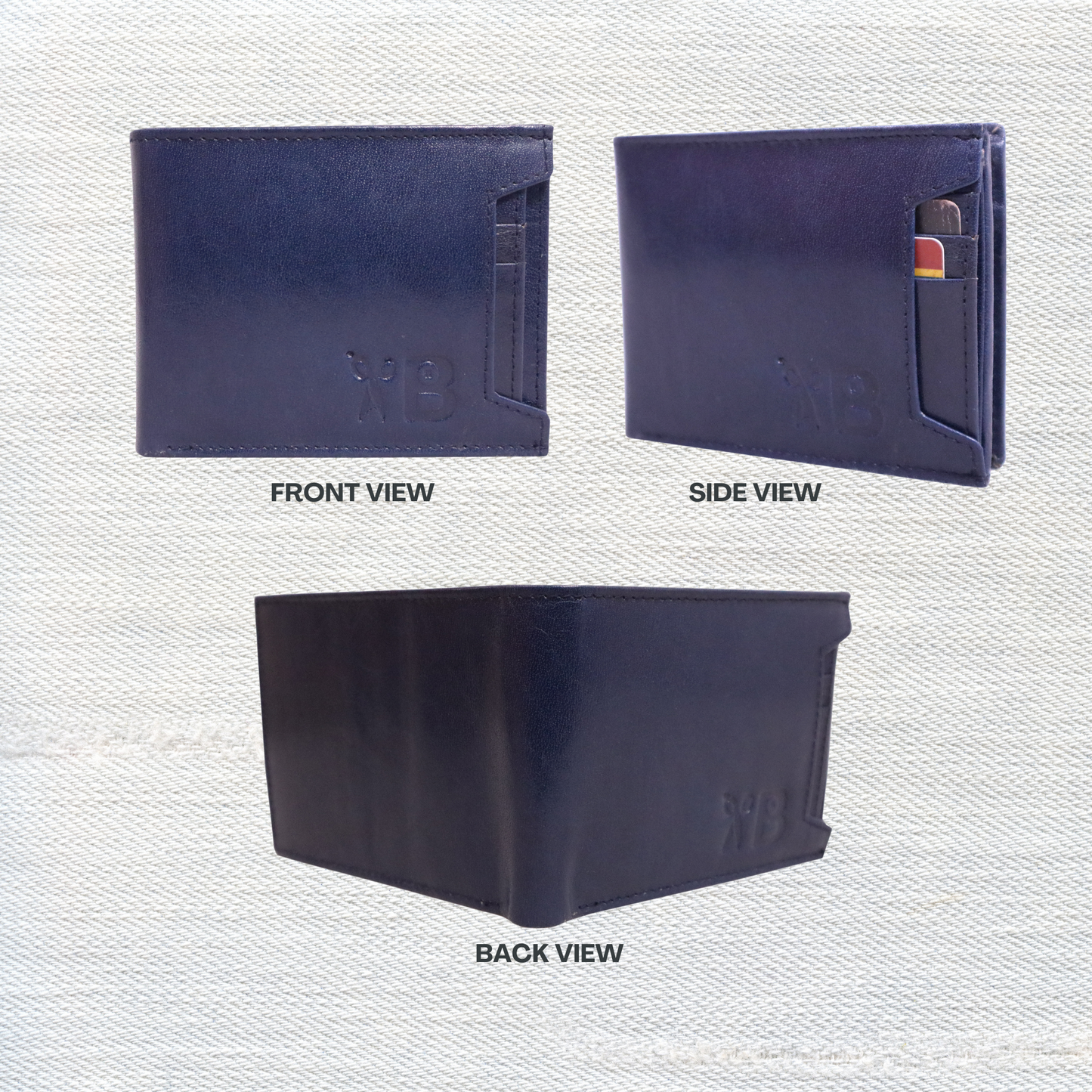 "Versatile Elegance: Men's Leather Wallet with Detachable Card Holder - A Stylish and Functional Essential" [Blue Colour]