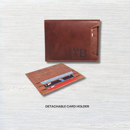 "Versatile Elegance: Men's Leather Wallet with Detachable Card Holder - A Stylish and Functional Essential" [Brown Colour]