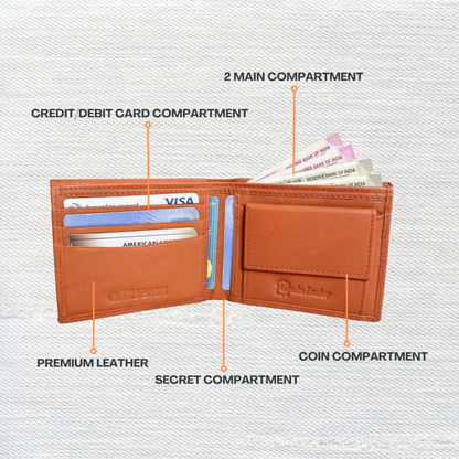 "Versatile Elegance: Men's Leather Wallet with Detachable Card Holder - A Stylish and Functional Essential" [Tan Colour]