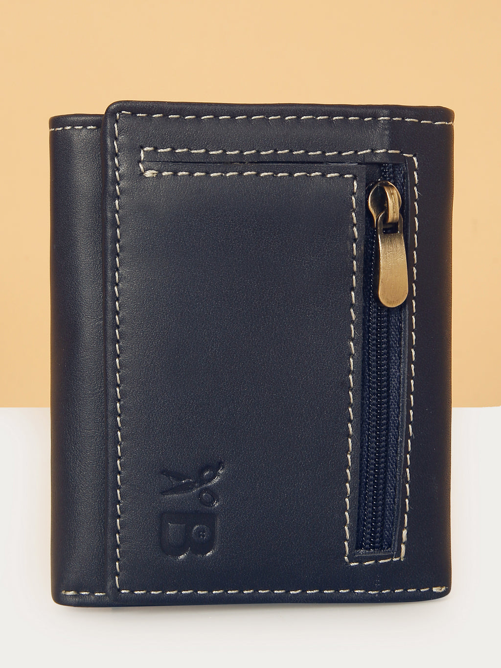 Blue Leather Trifold POP-UP Card Wallet – Unisex, RFID Protected