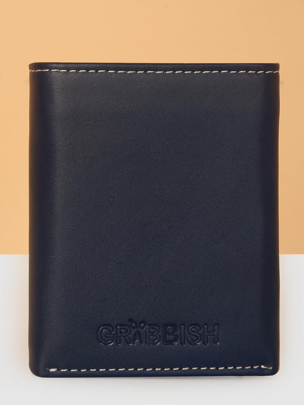 Blue Leather Trifold POP-UP Card Wallet – Unisex, RFID Protected