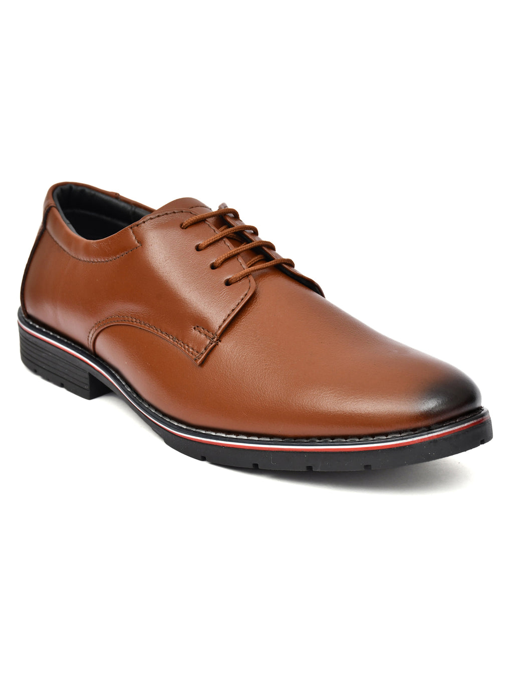 Men Tan Leather Derby Shoes
