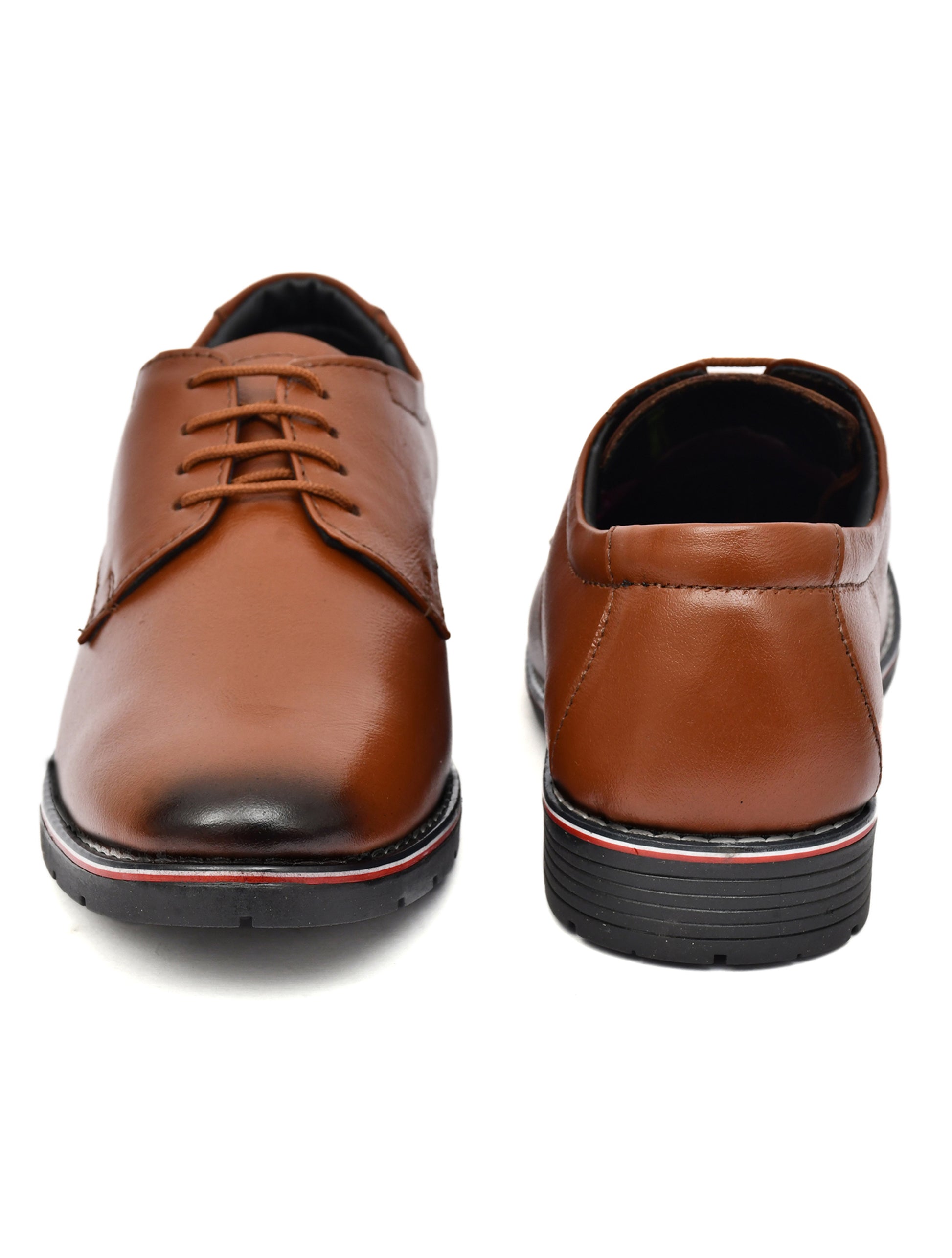 Men Tan Leather Derby Shoes