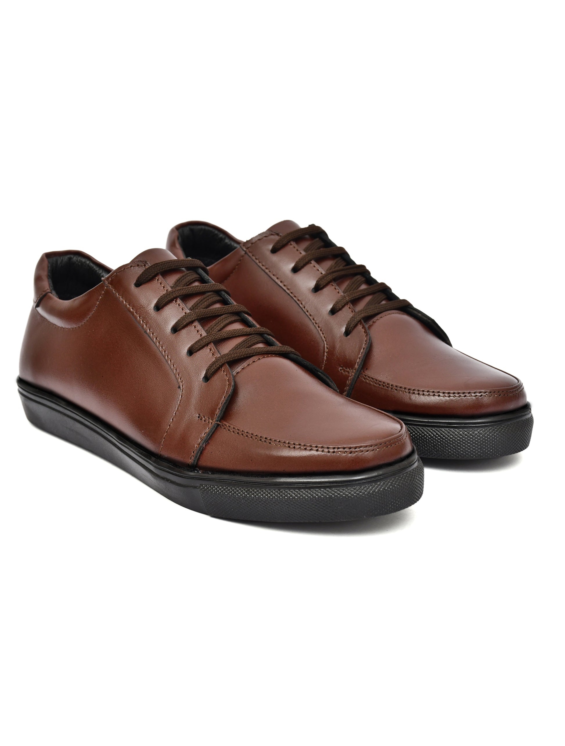 Men Brown Leather Sneakers
