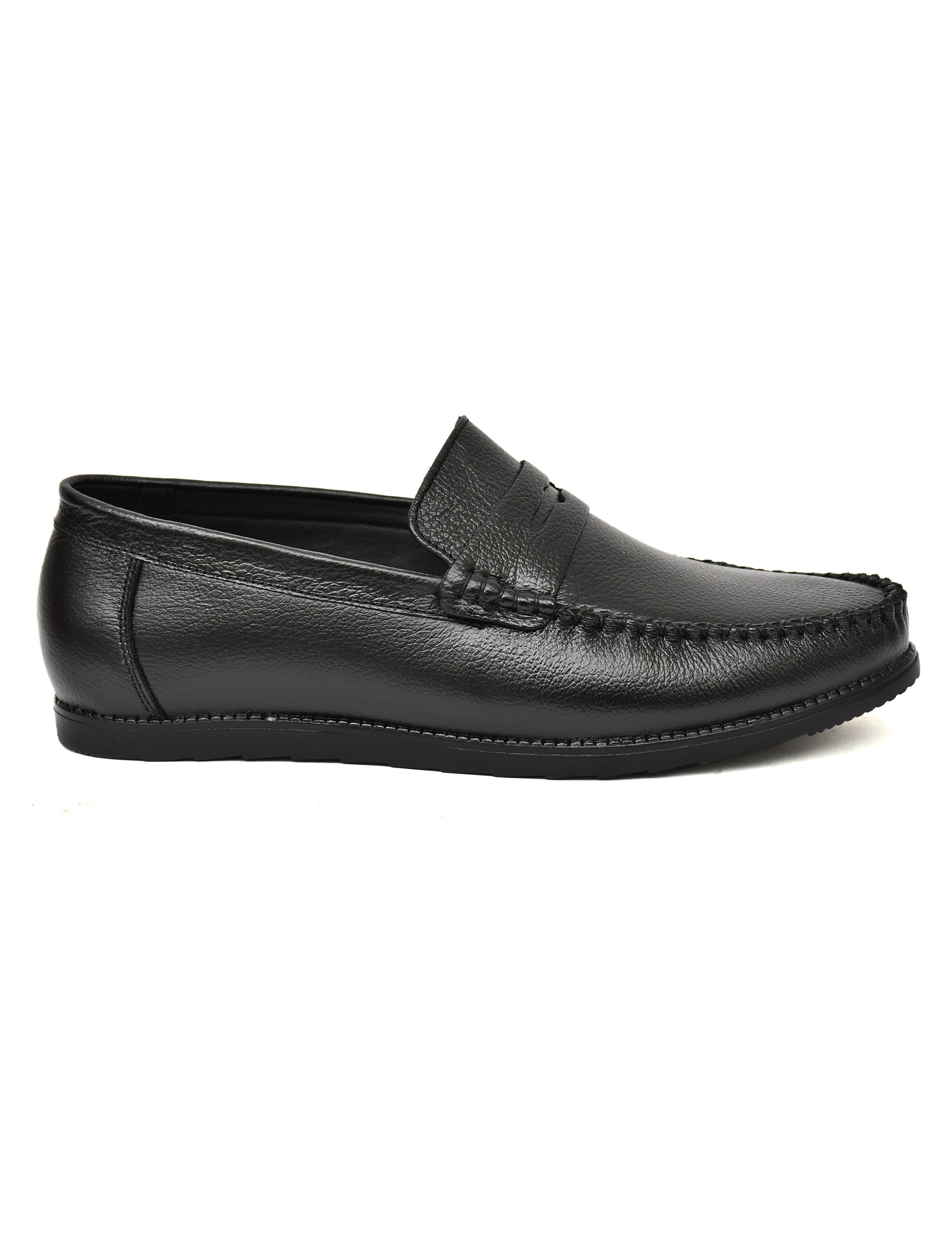Men Textured Leather Loafer Black