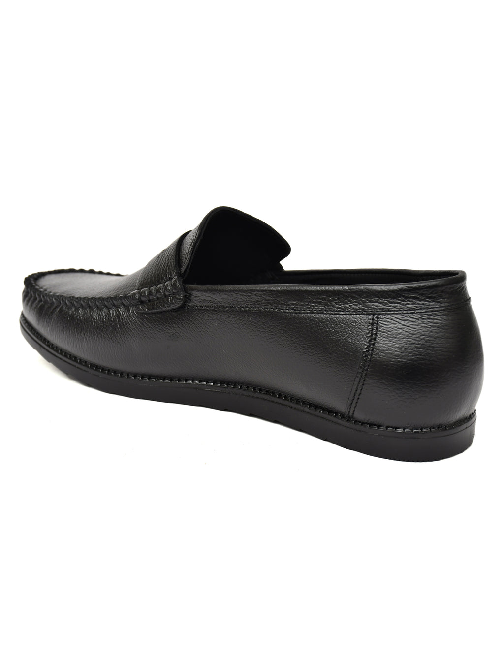 Men Textured Leather Loafer Black