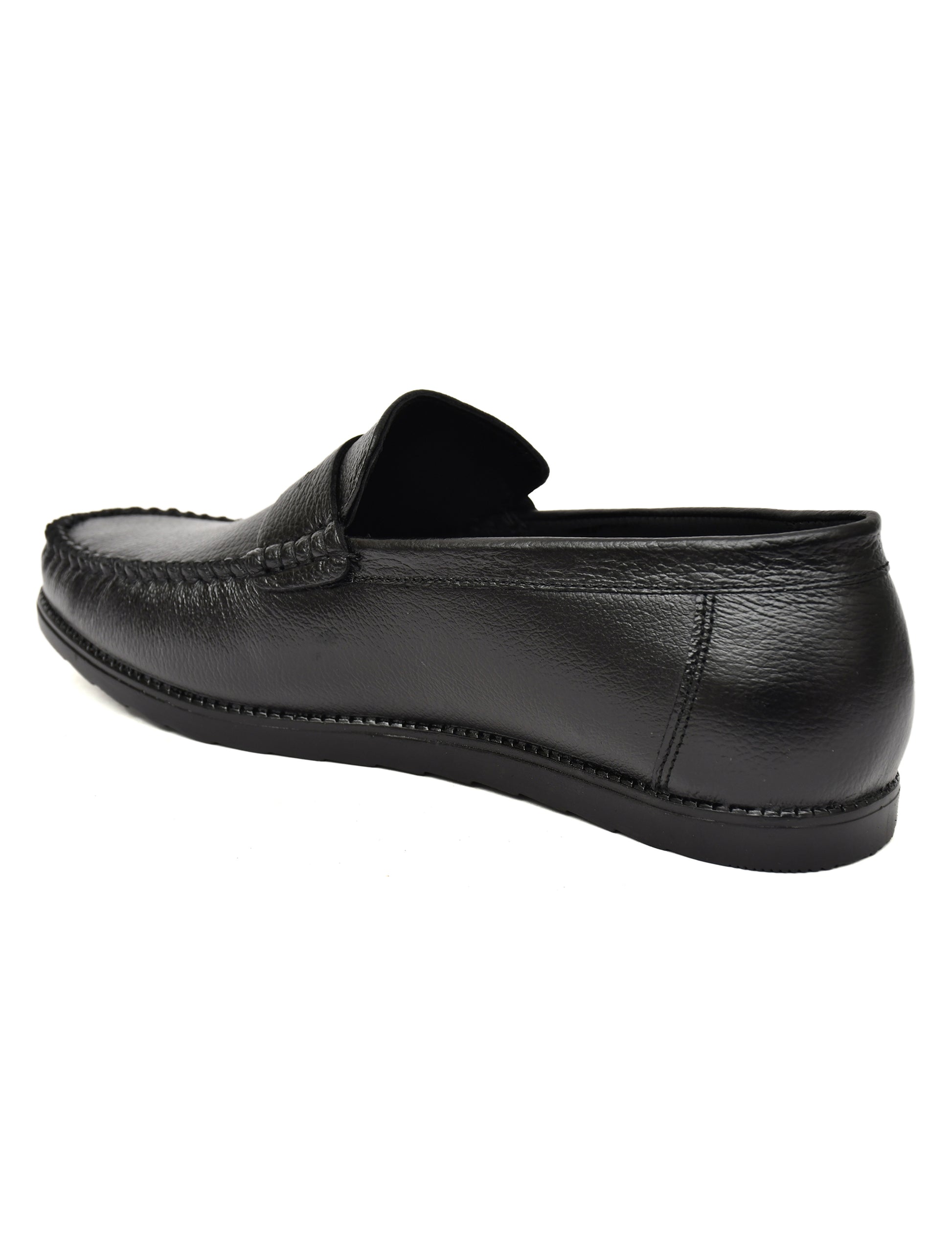 Men Textured Leather Loafer Black