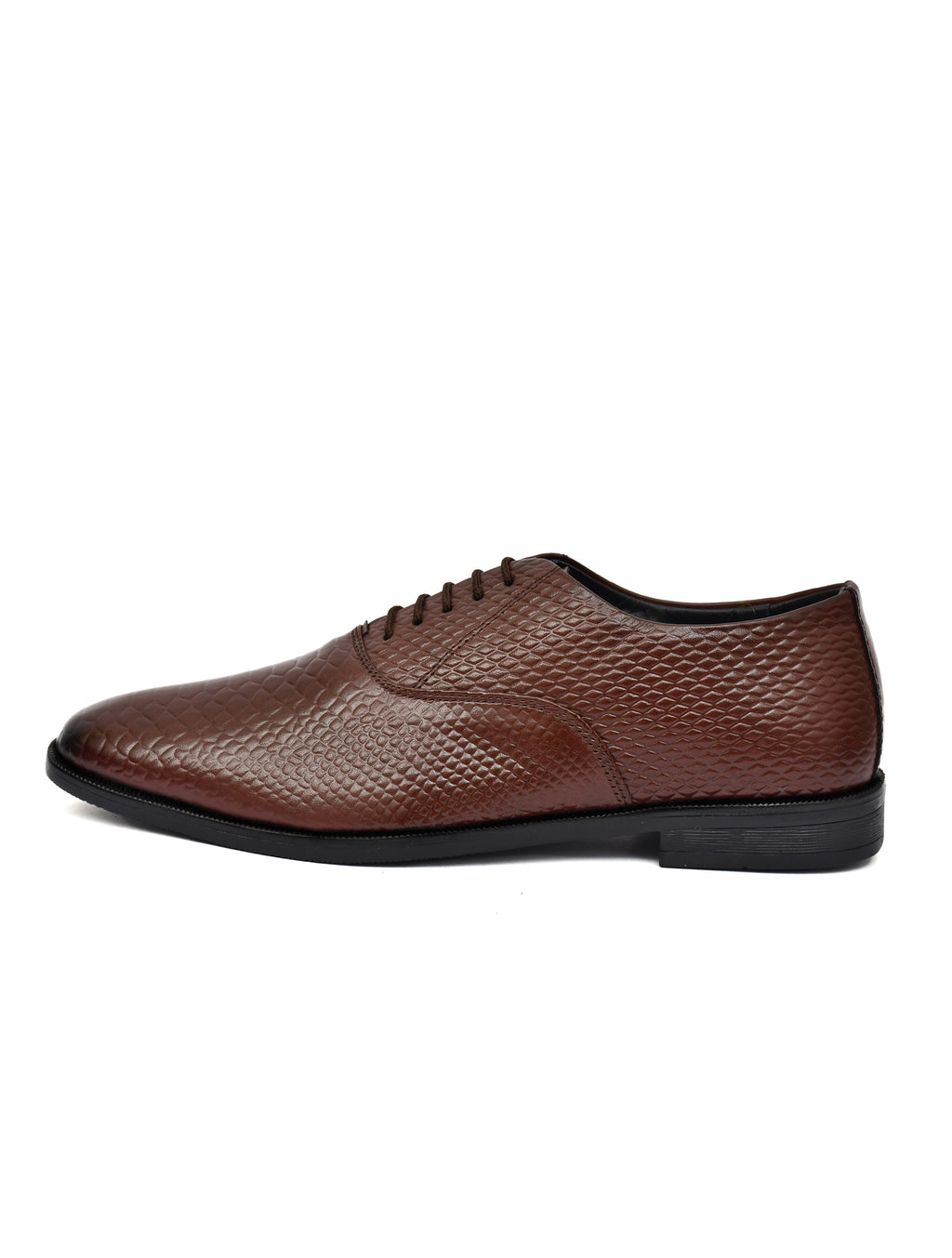Men Brown Snake Print Leather Oxford Shoes