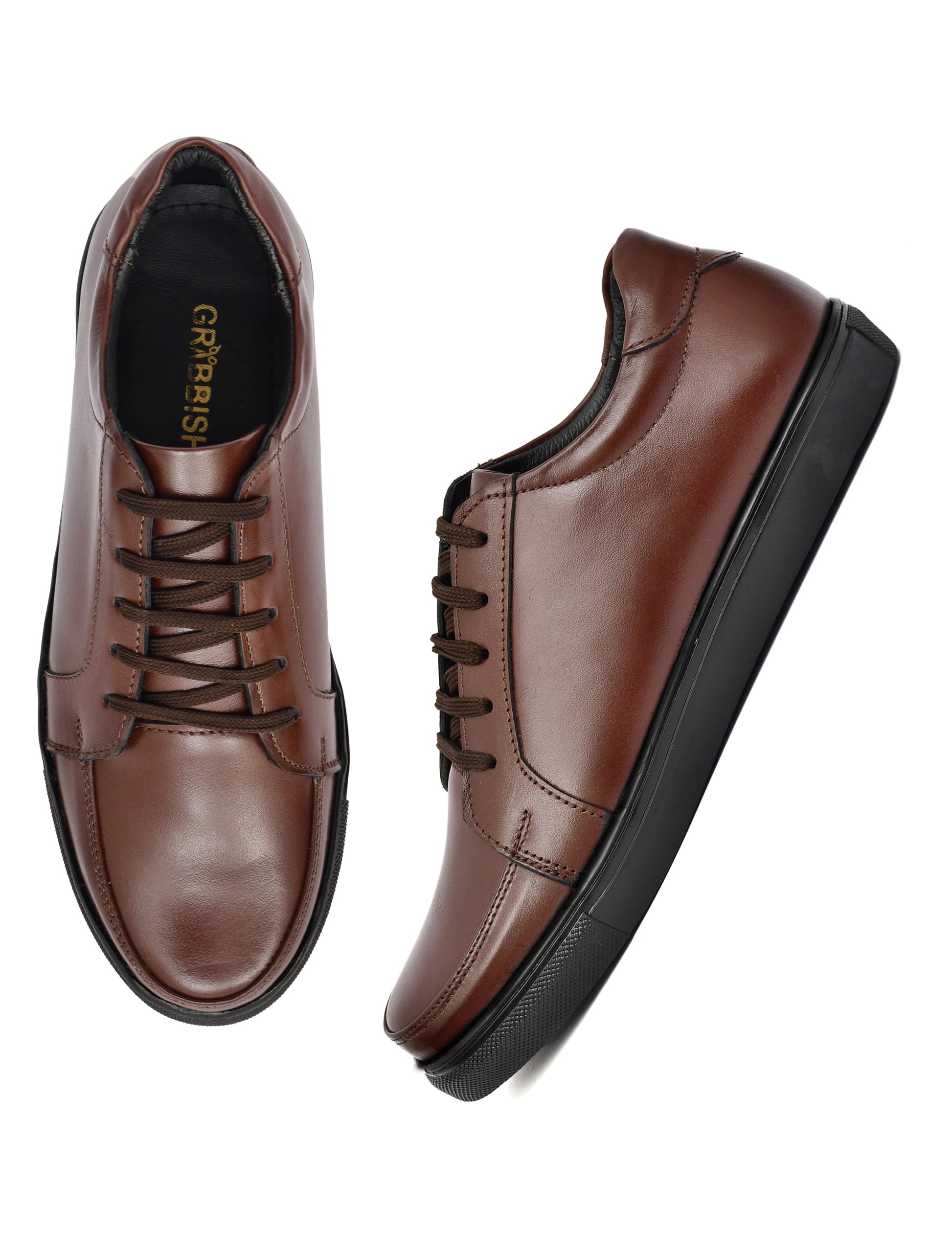 Men Brown Leather Sneakers