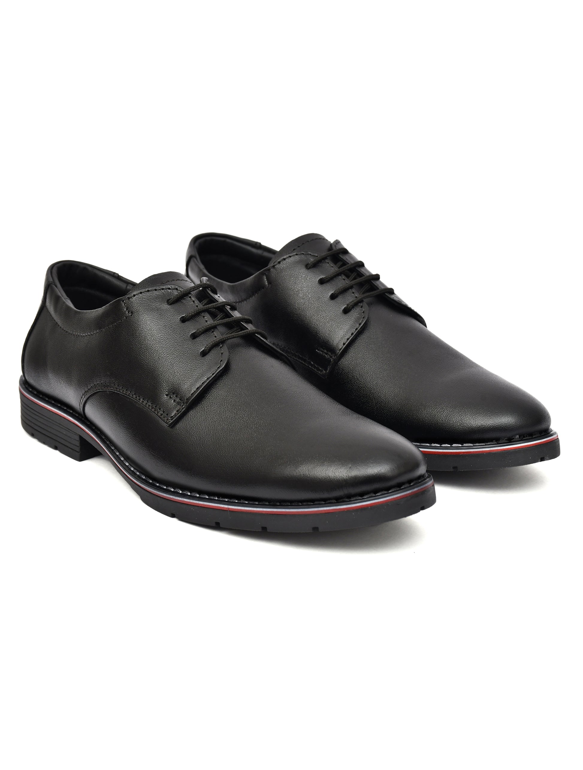 Men Black Leather Derby Shoes