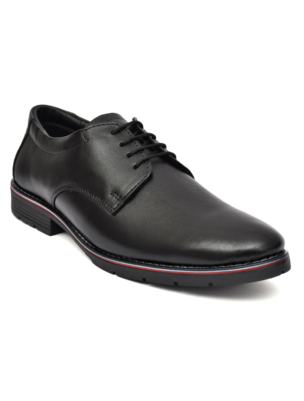 Men Black Leather Derby Shoes