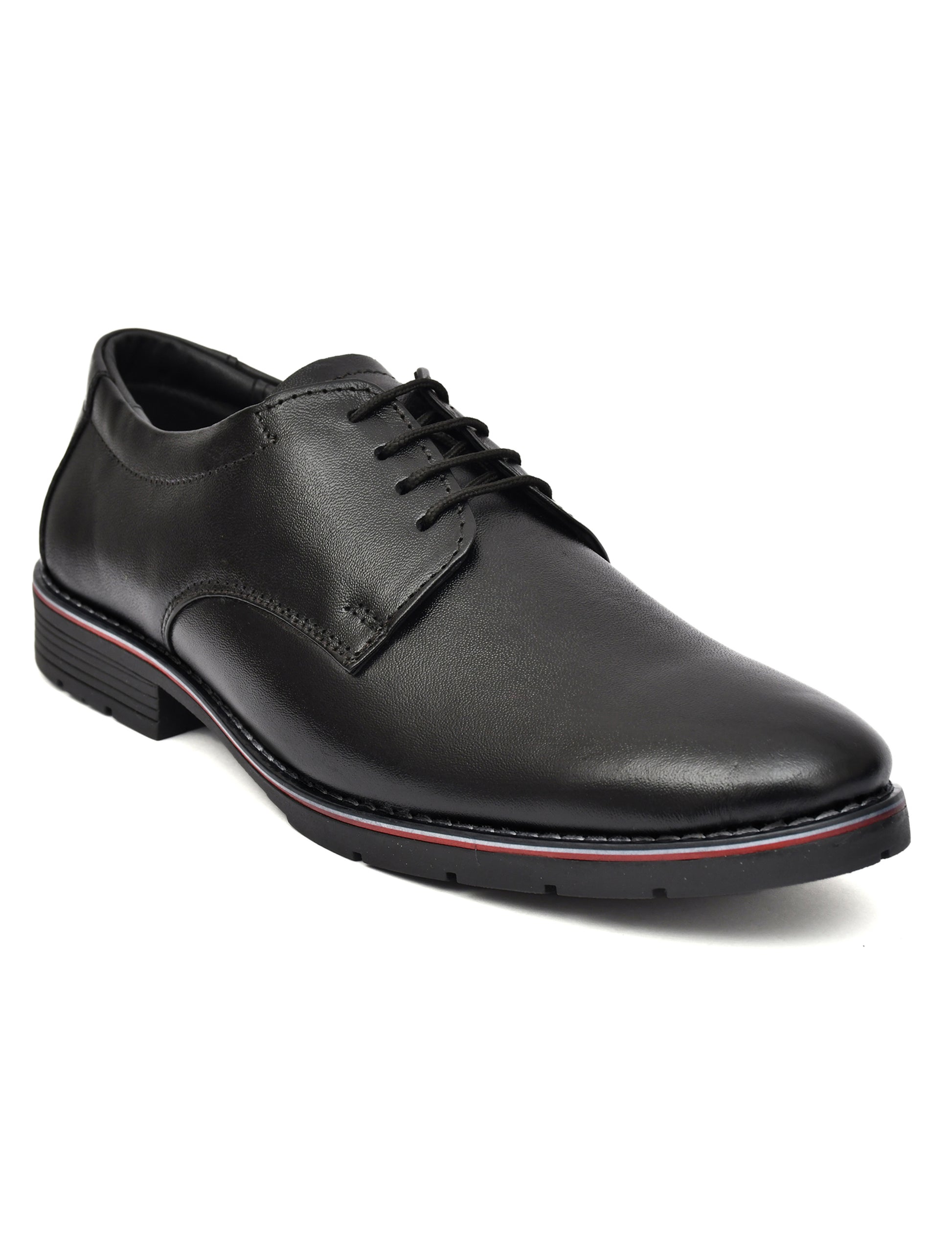 Men Black Leather Derby Shoes
