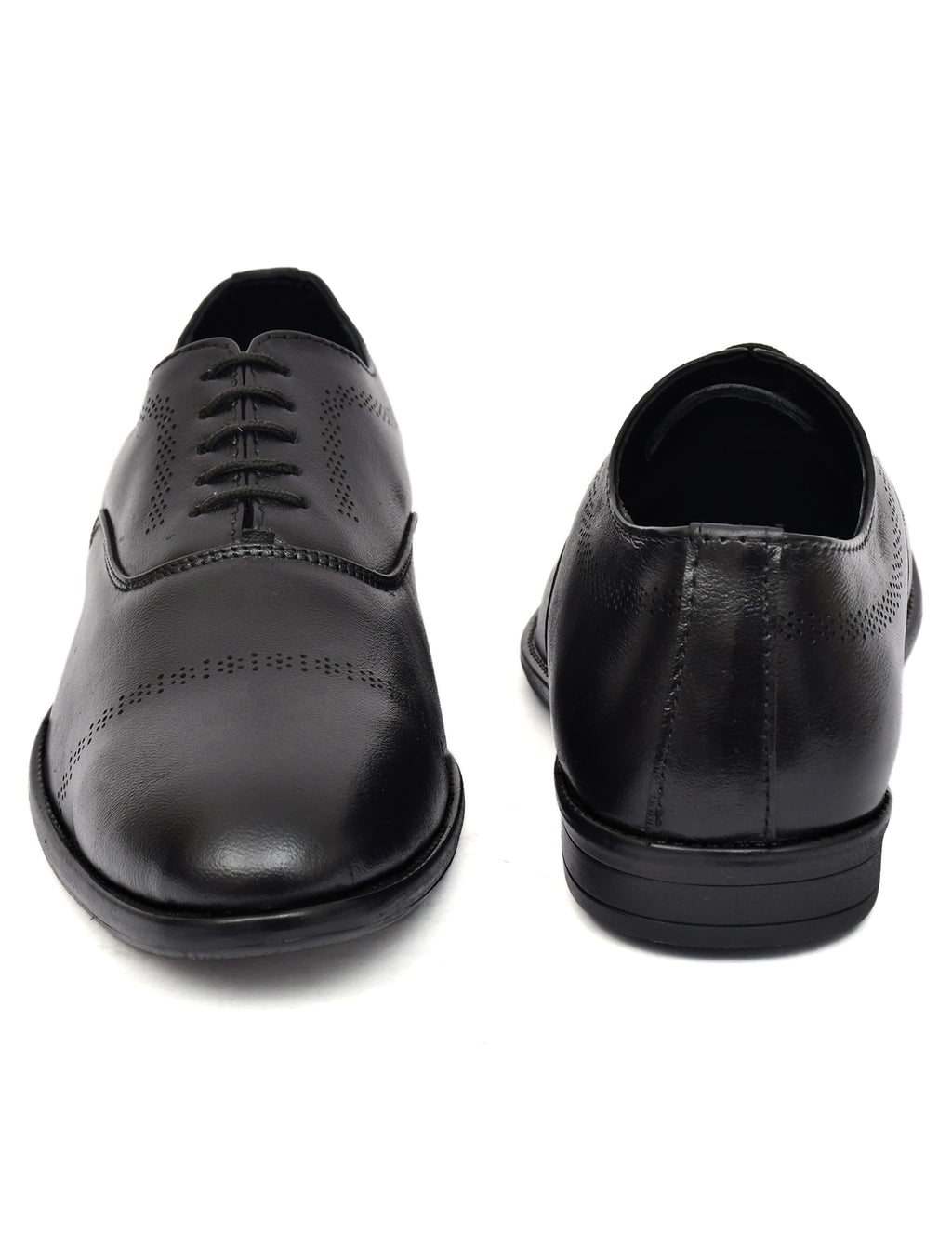Men's Black Leather Laser Design Oxford Shoes