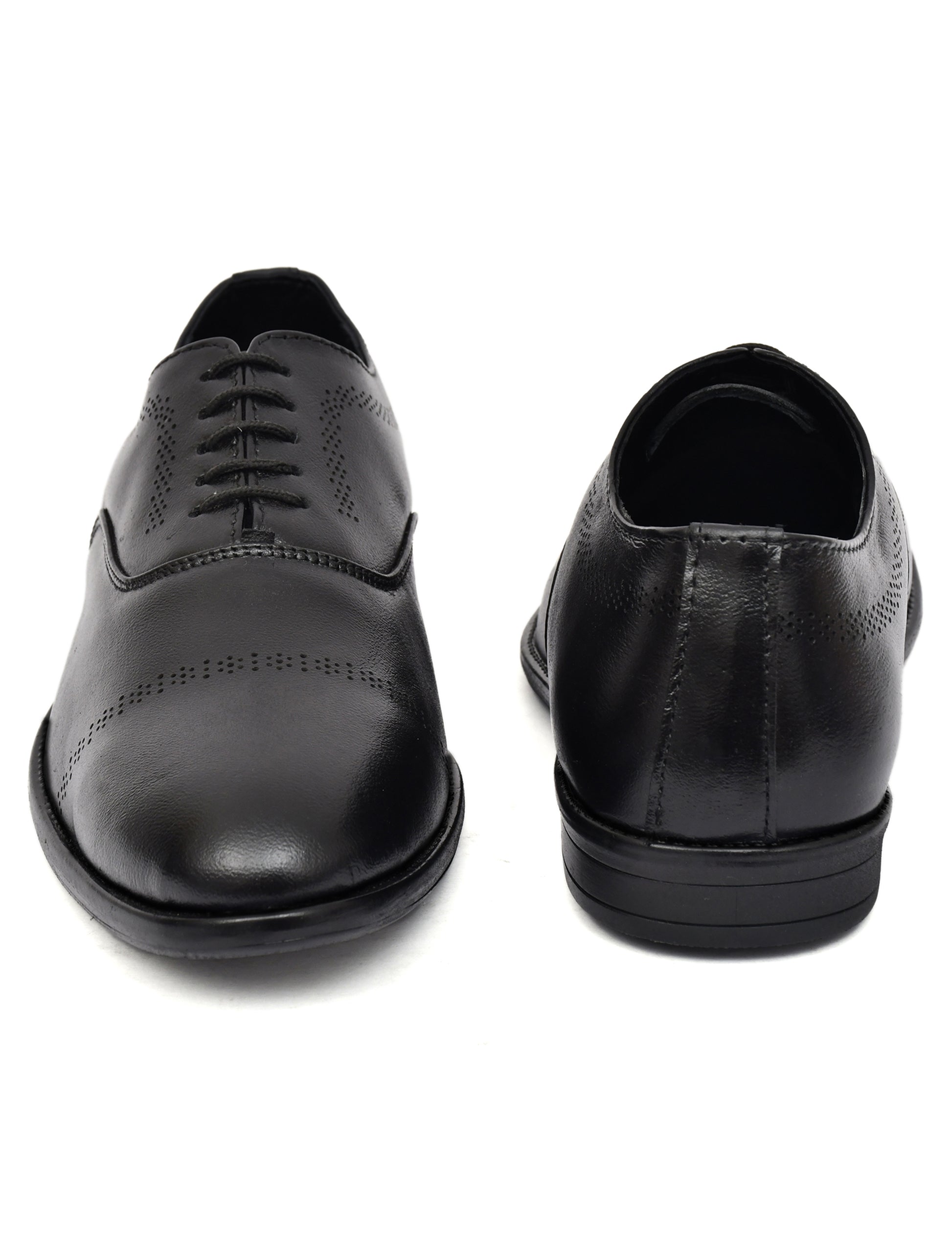 Men's Black Leather Laser Design Oxford Shoes