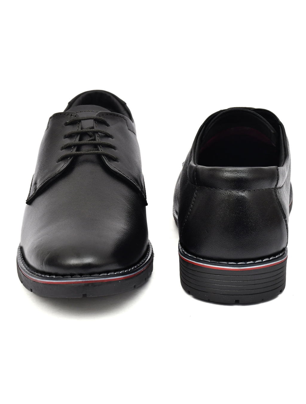 Men Black Leather Derby Shoes