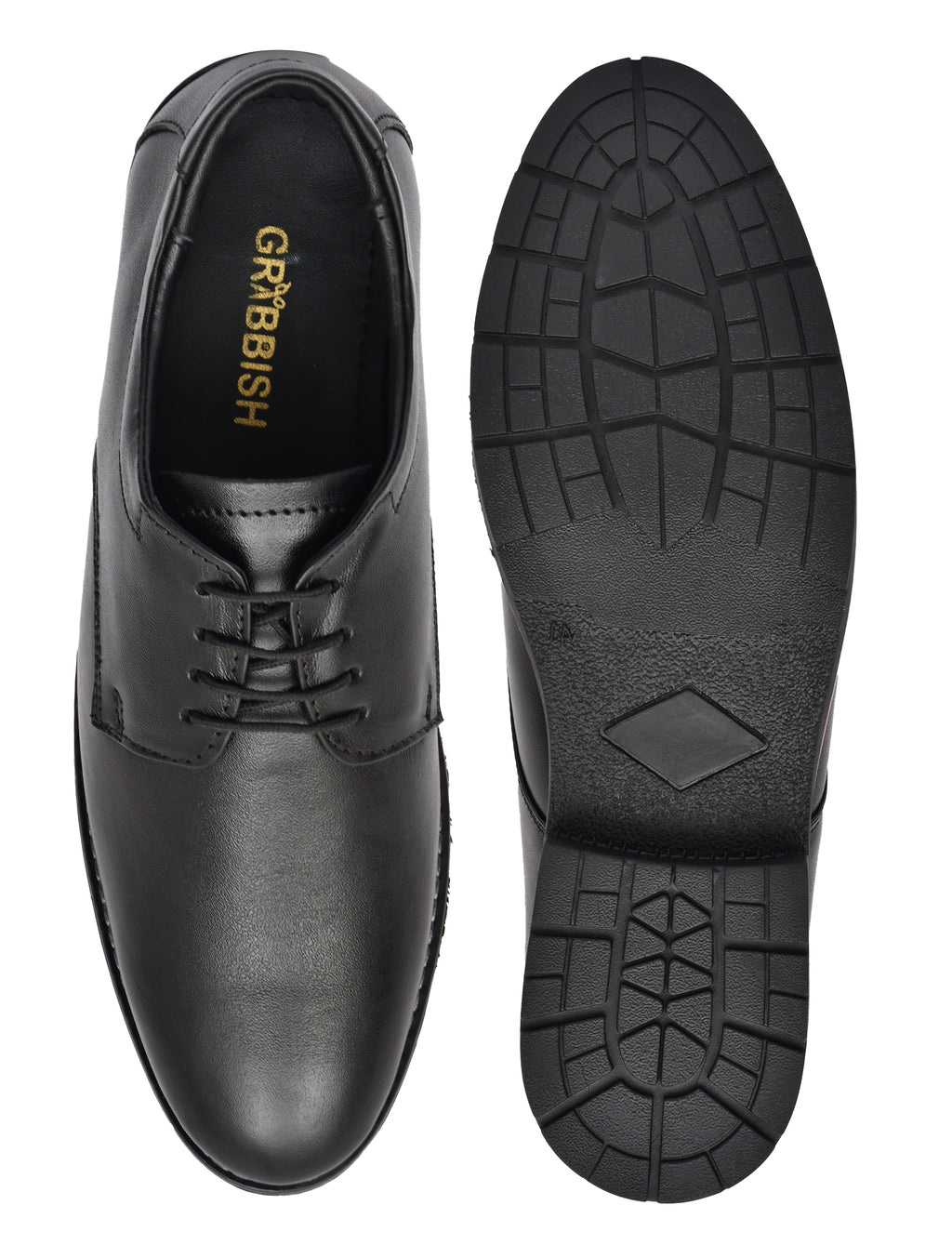 Men Black Leather Derby Shoes