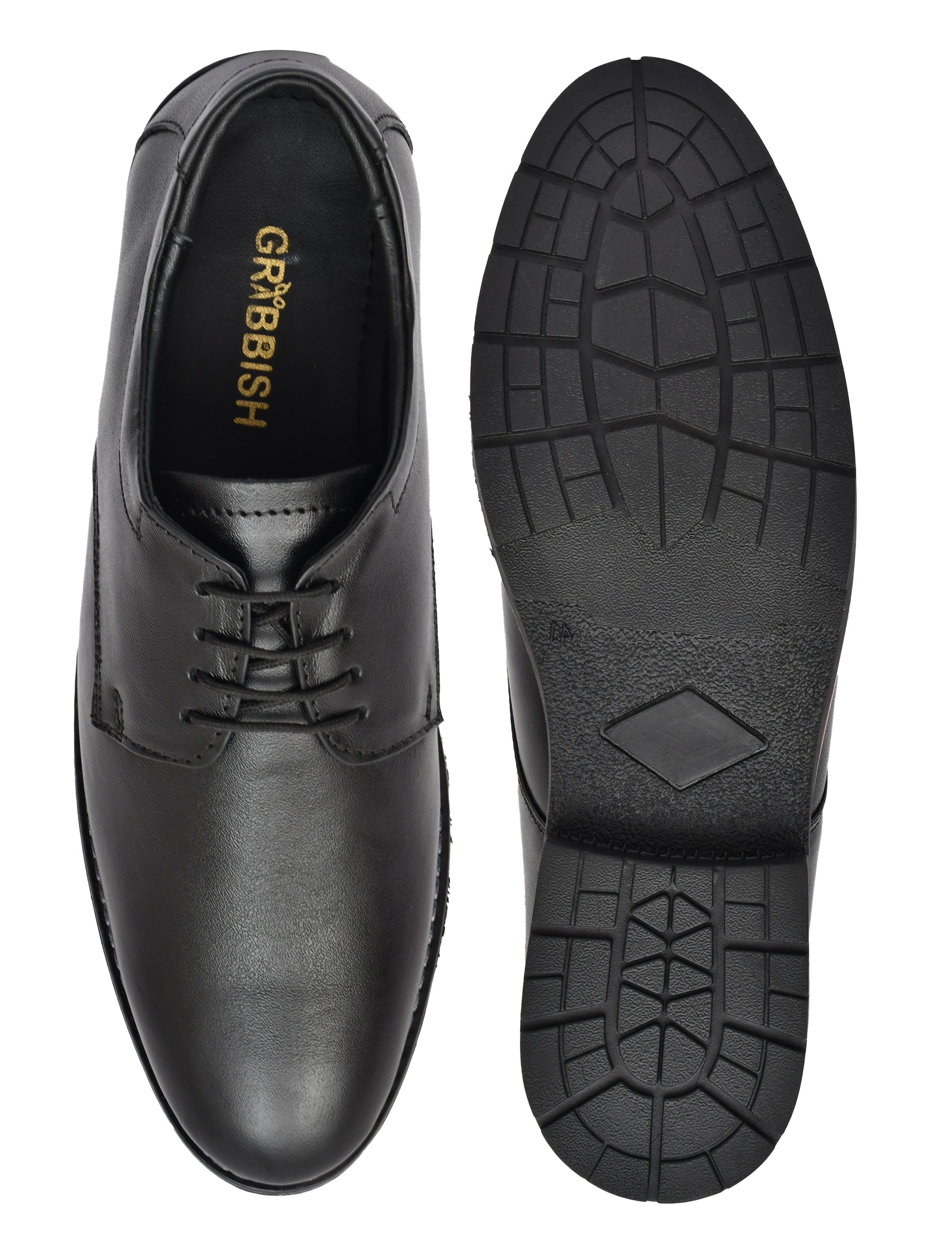 Men Black Leather Derby Shoes
