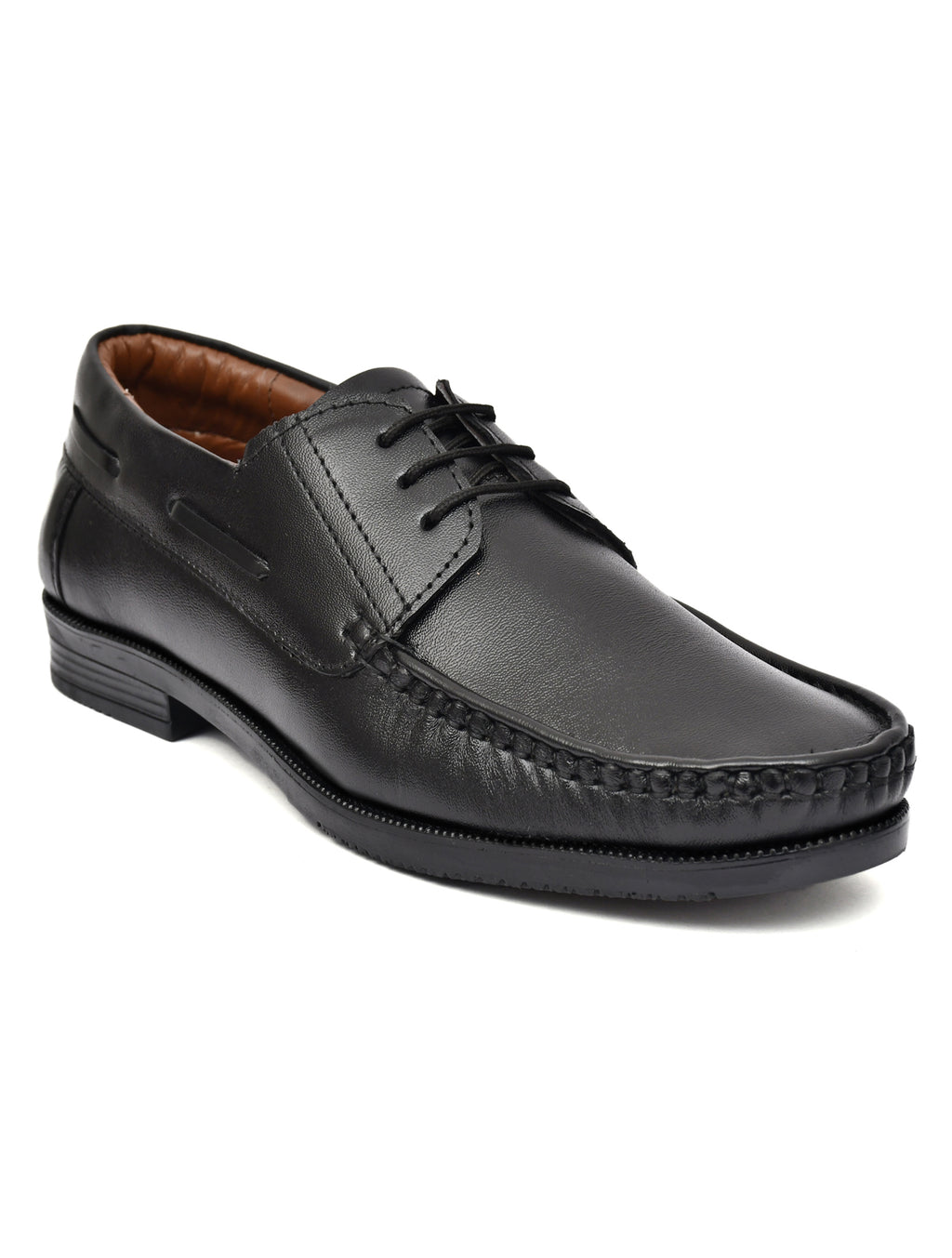 Men Black Leather Boat Shoes