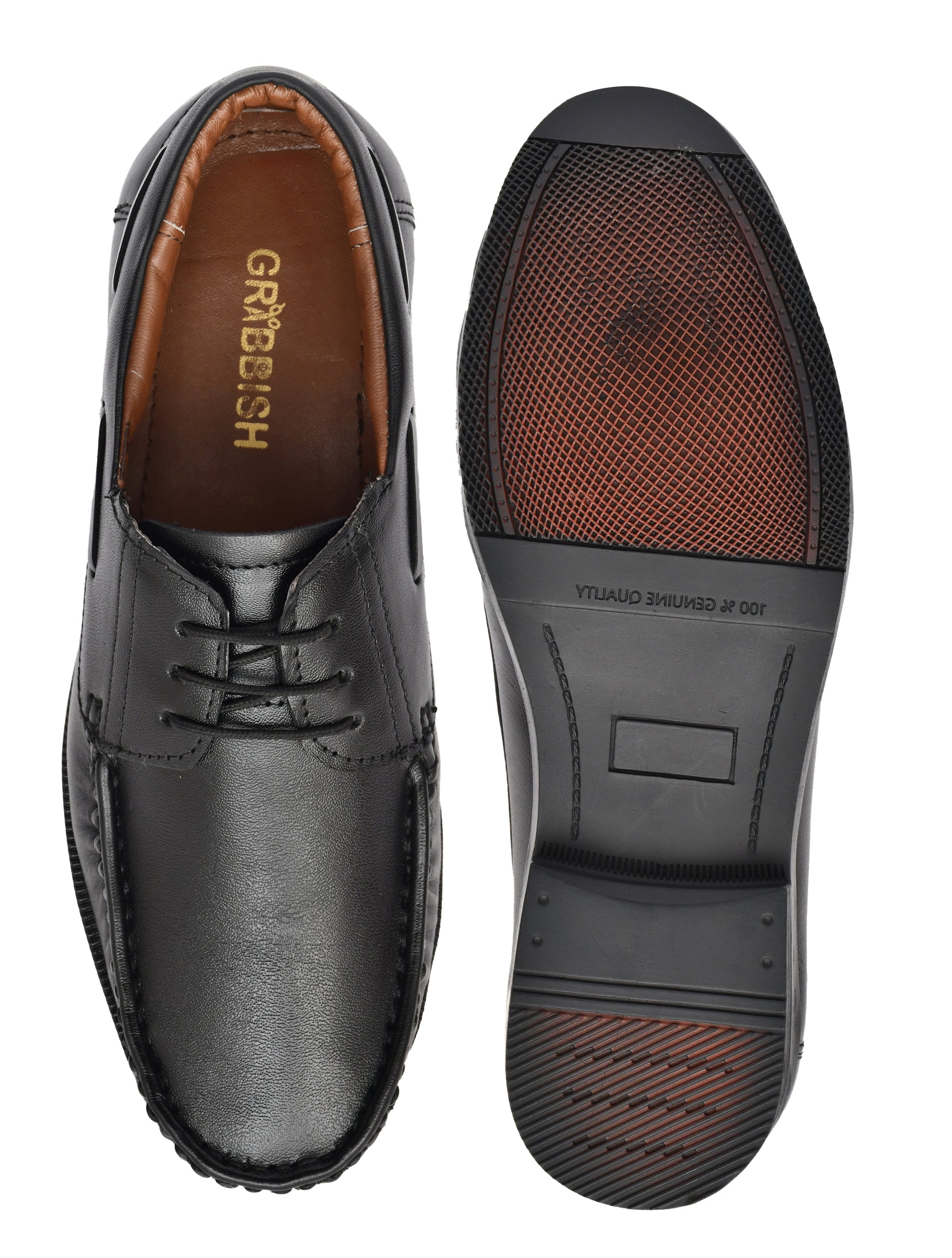 Men Black Leather Boat Shoes