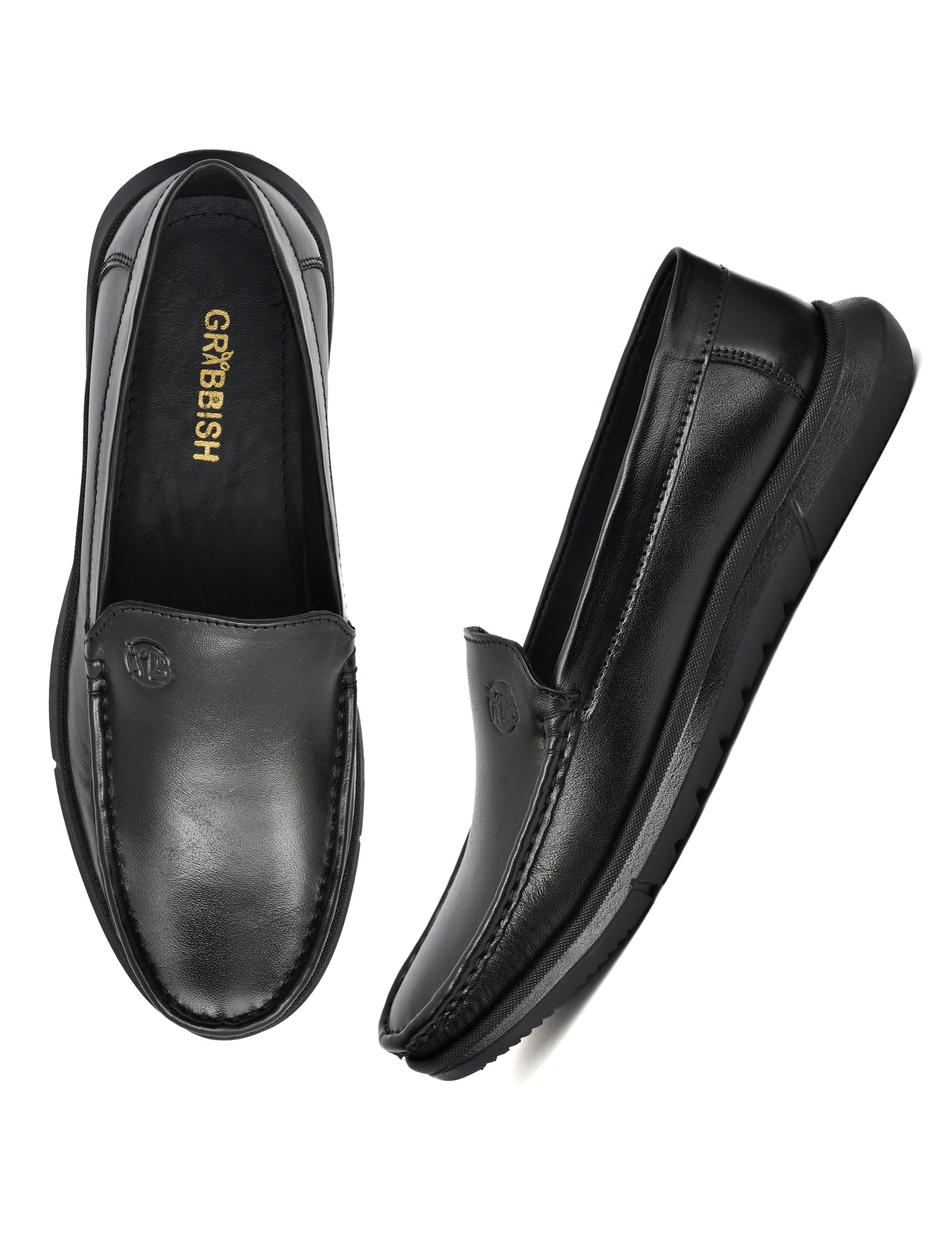 Men Black Leather Loafers Eva Sole