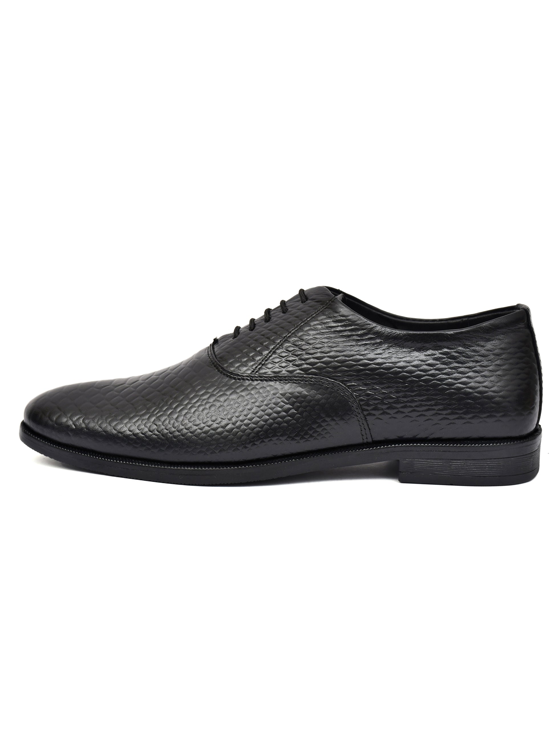 Men Black Snake Print Leather Oxford Shoes